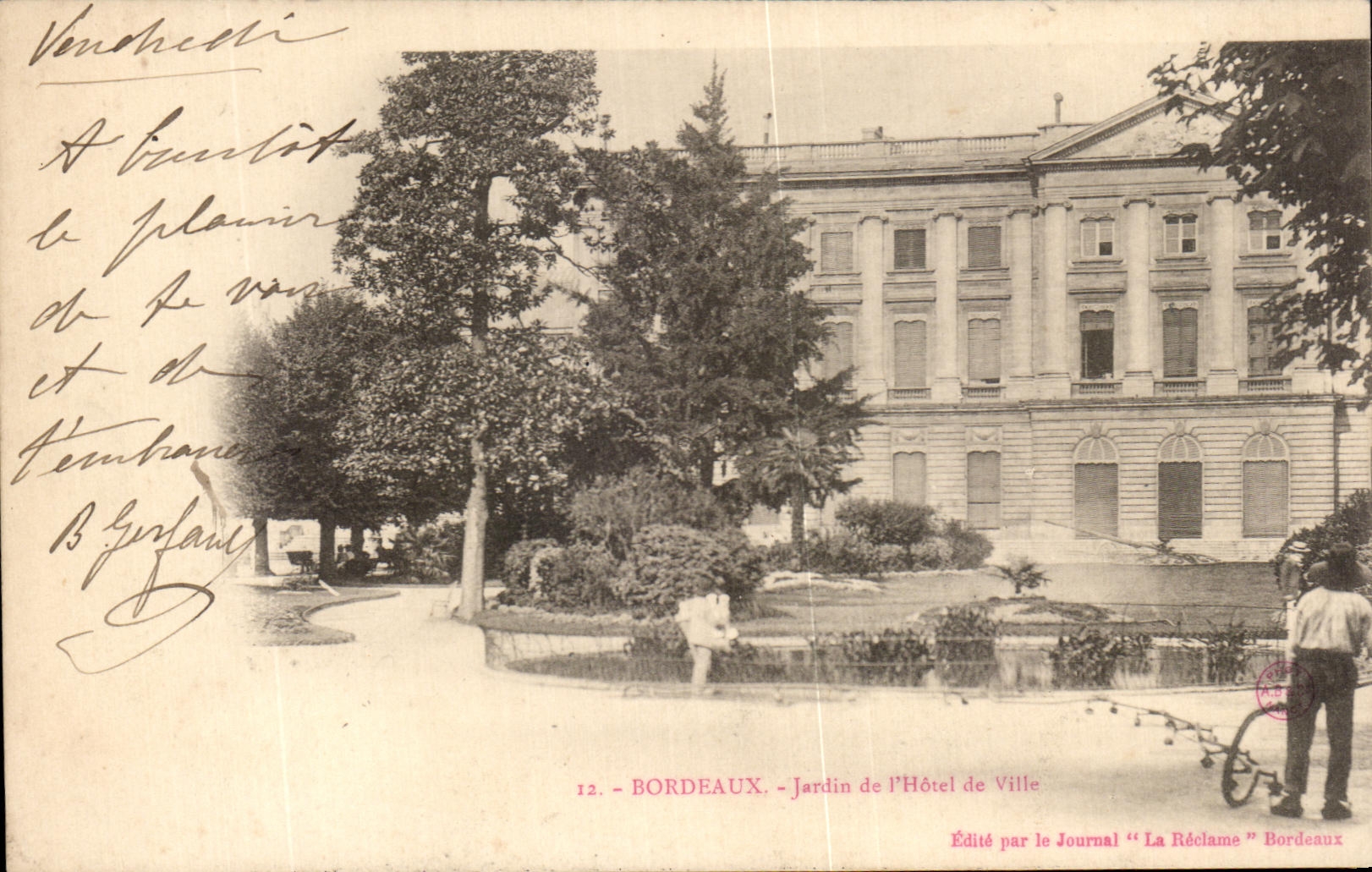 CPA Bordeaux Jardins de L'Hotel de Ville