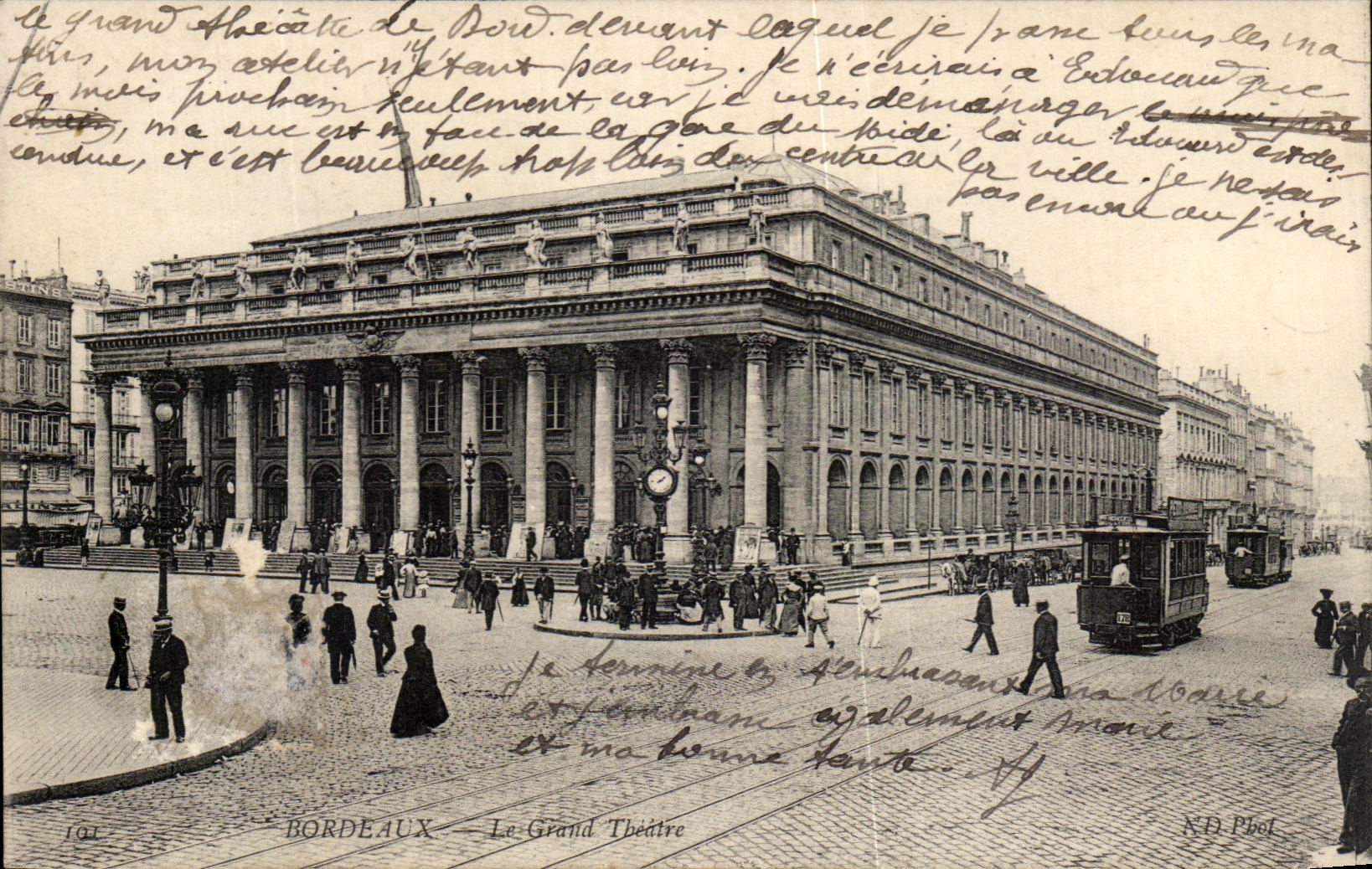 CPA Bordeaux Le Grand Theatre Tramways