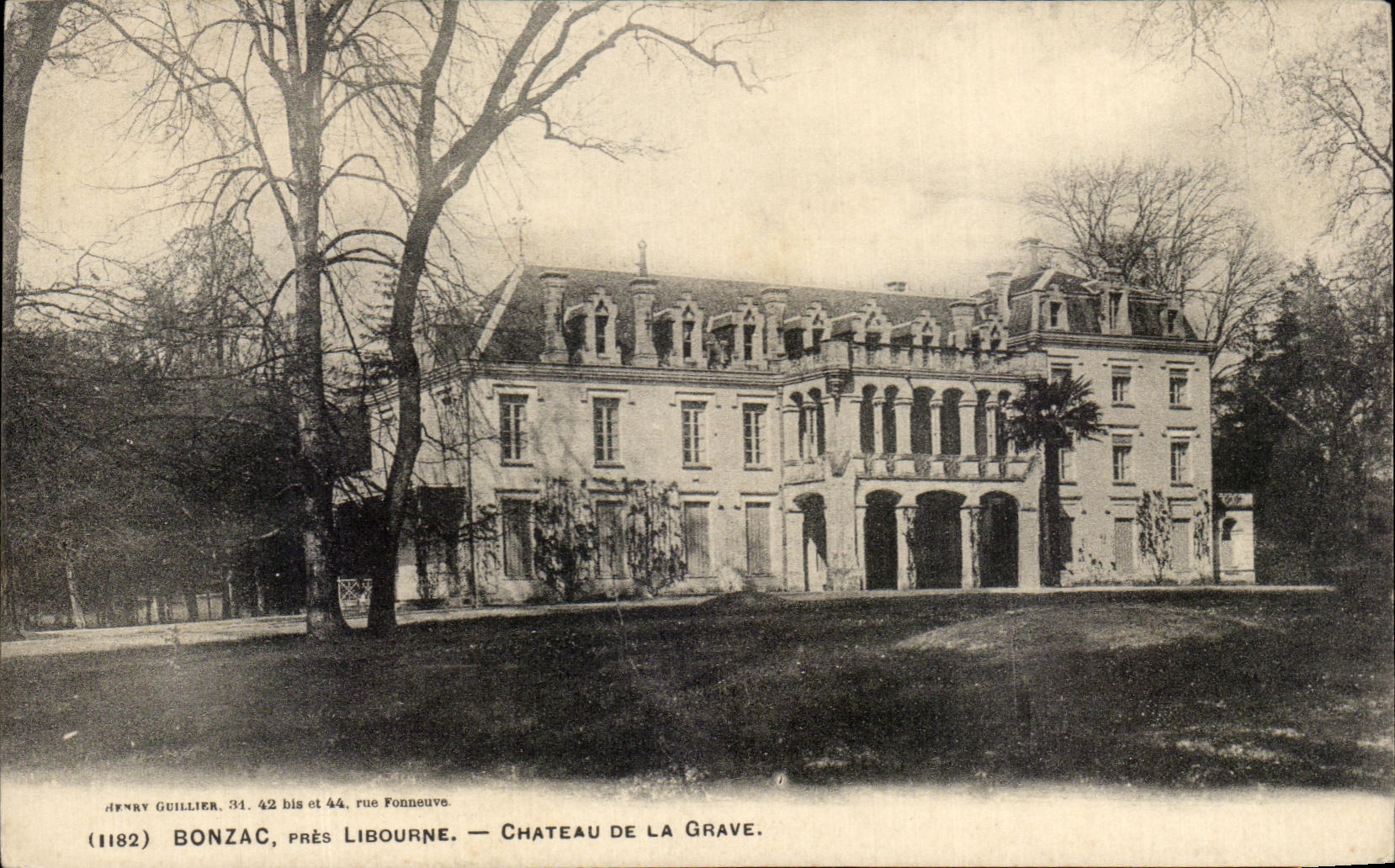 Castillo cercano de CPA Bonzac Libourne del registro bajo