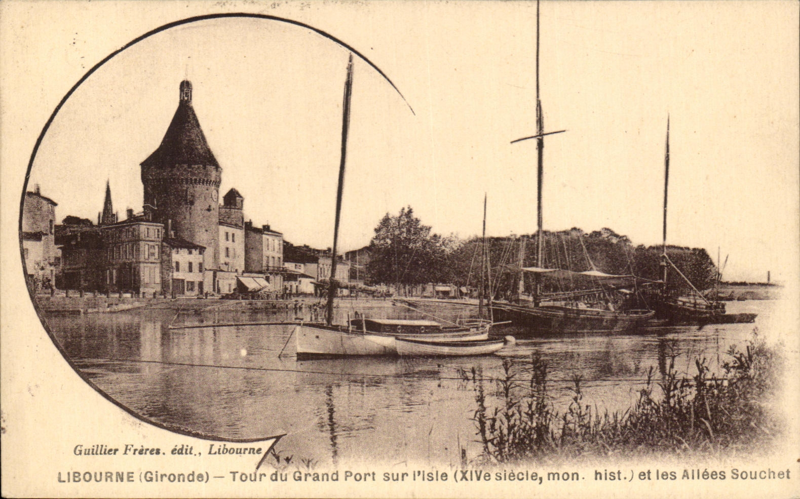 La vuelta de CPA Libourne del puerto grande en el lsle y el pato cuchara de los callejones duck los barcos