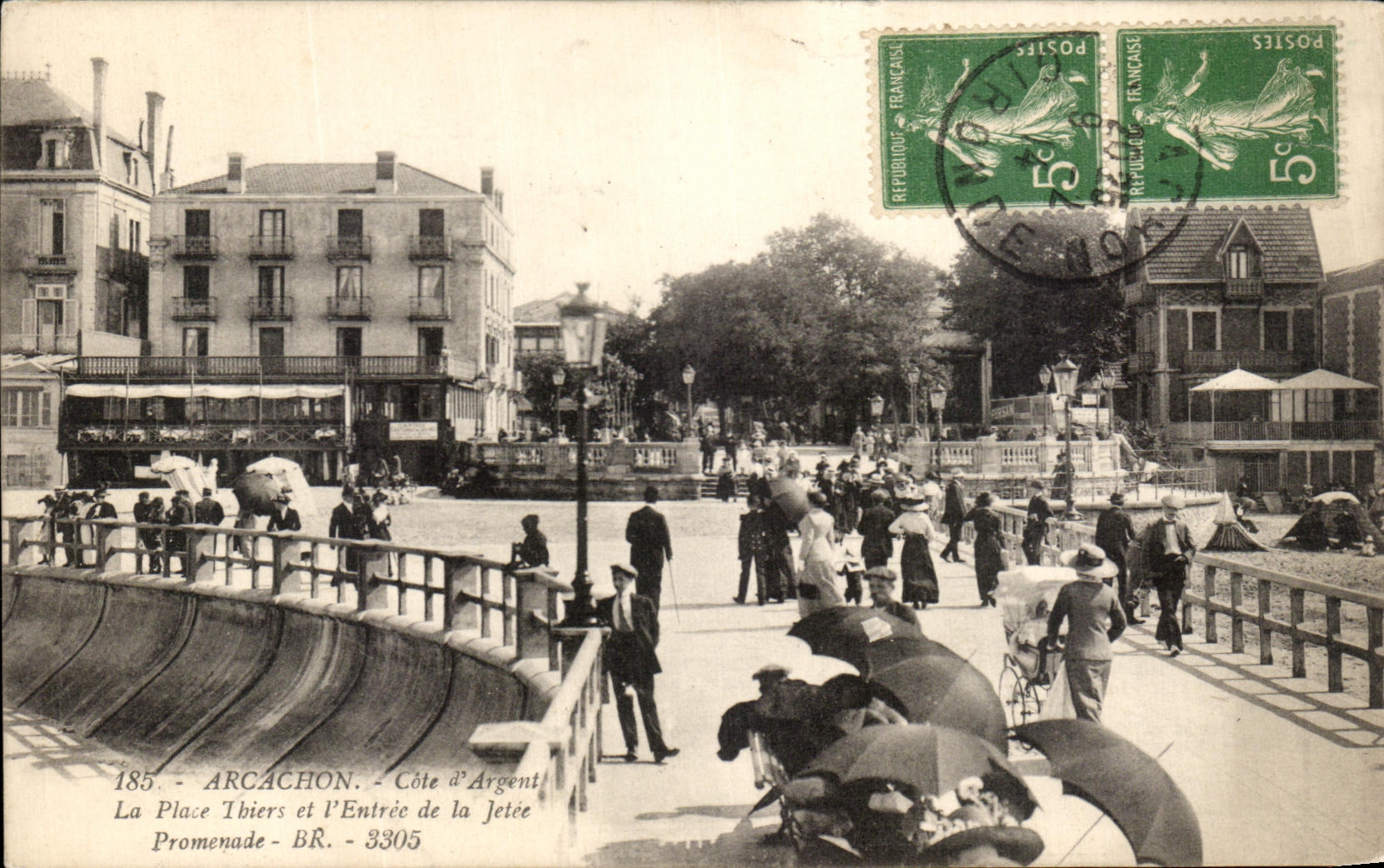 CPA Arcachon Cote d'ARgent Place Thiers et l'Entree de la Jetee Promenade