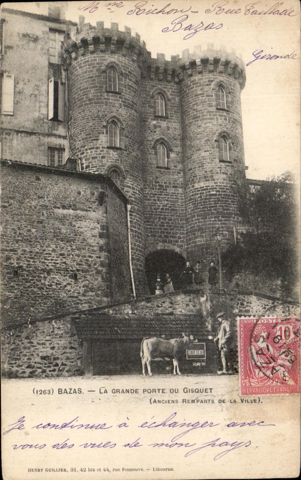 CPA Bazas the Large Gate Of Gisquet Calf Children (nice shot)