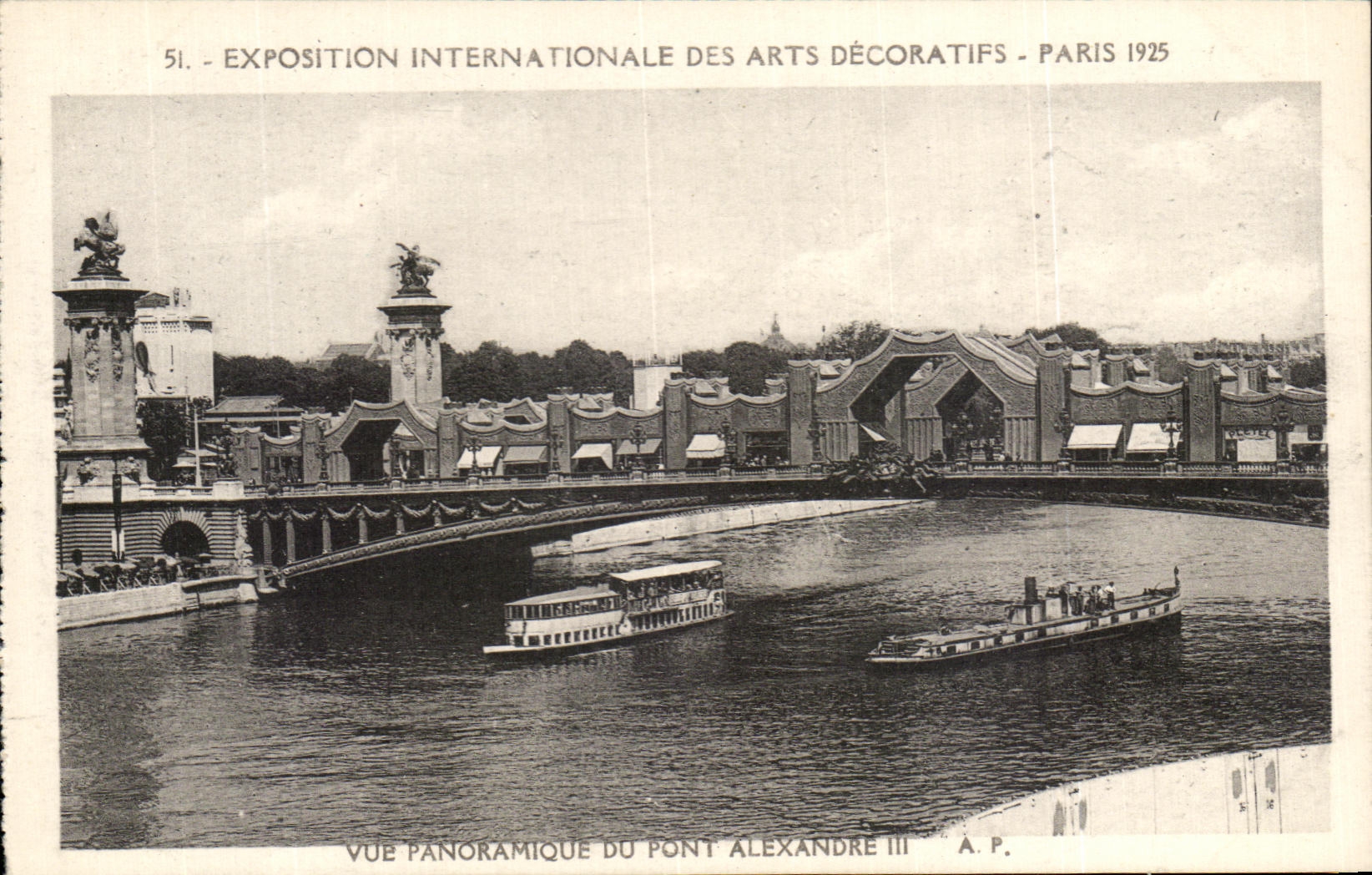 CPA Exposition Internationale Dez Arts Decoratifs Paris Vue Panoramique Du Pont Alexandre III