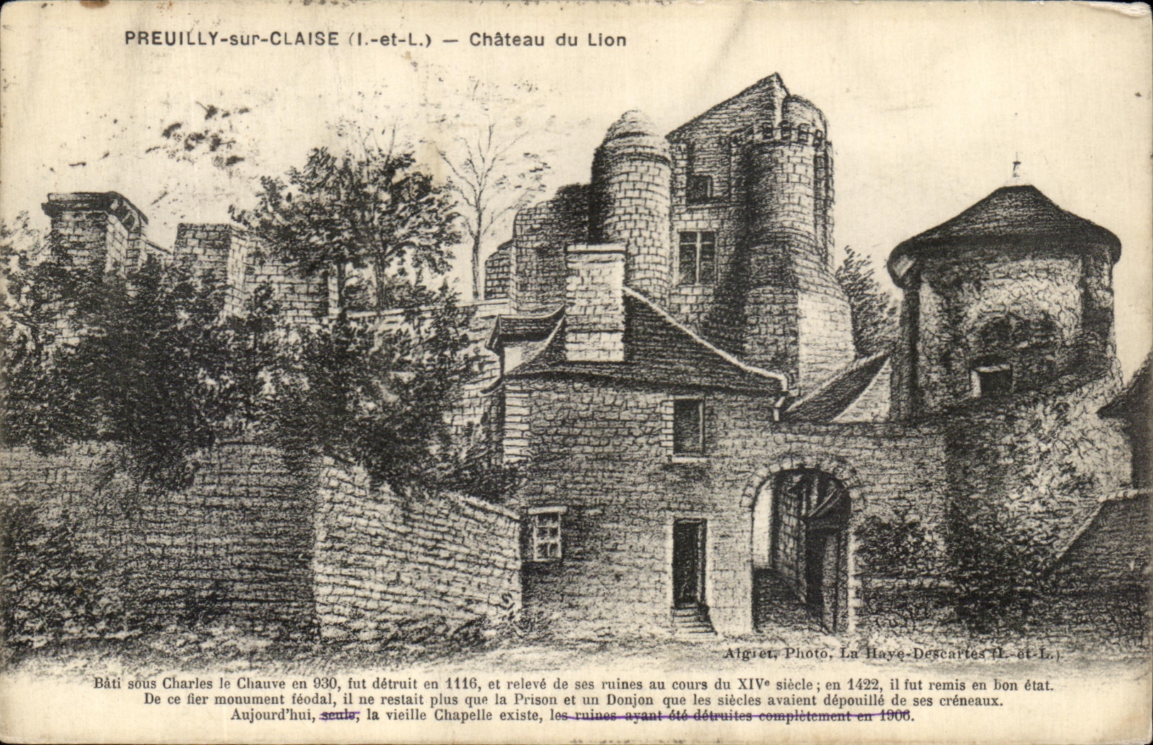 CPA Preuilly sur claise chateau du Lion