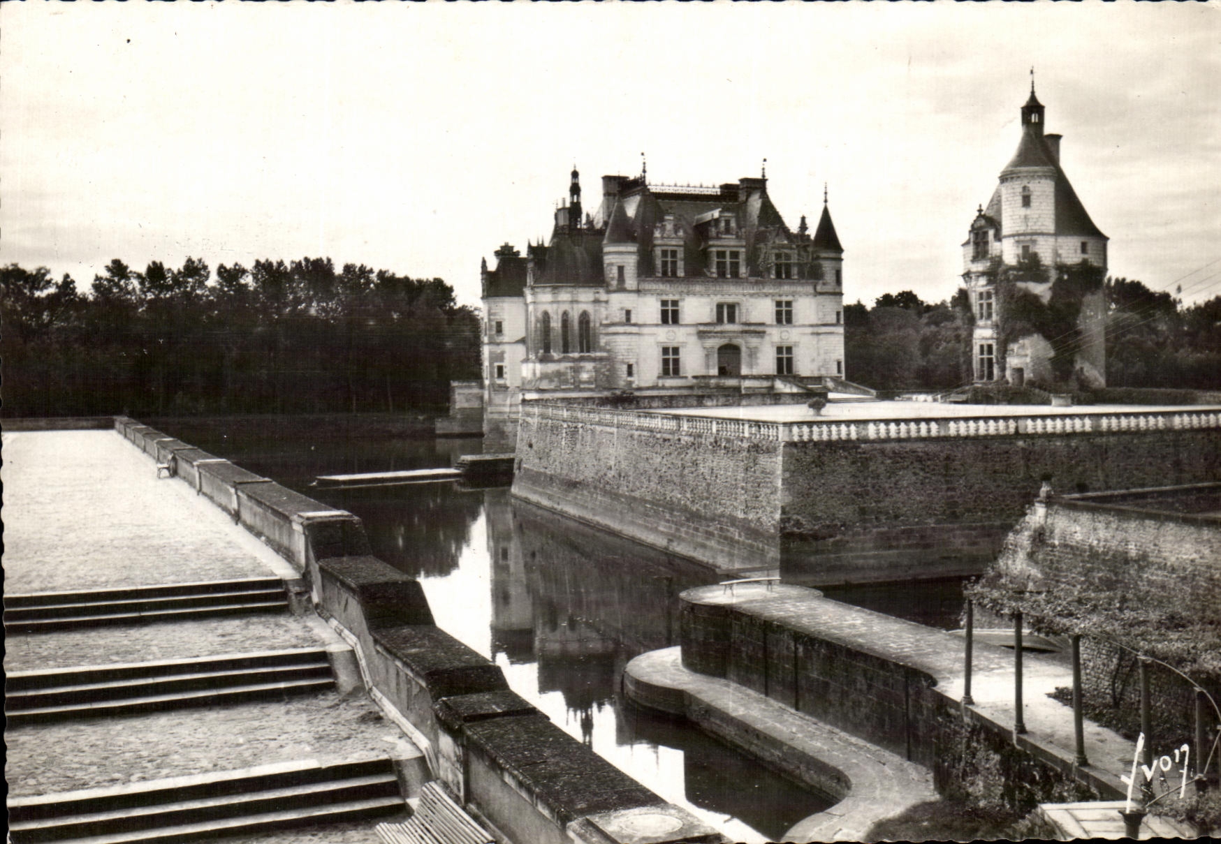 CPSM Chenonceaux la cerveza inglesa Thomas Bohier del castillo la torre del patio principal de las marcas y del puerto