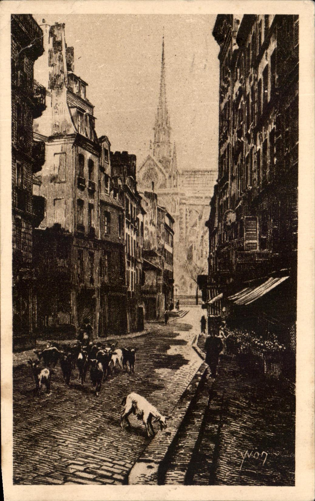 CPA Paris While Strolling Street of High the goat