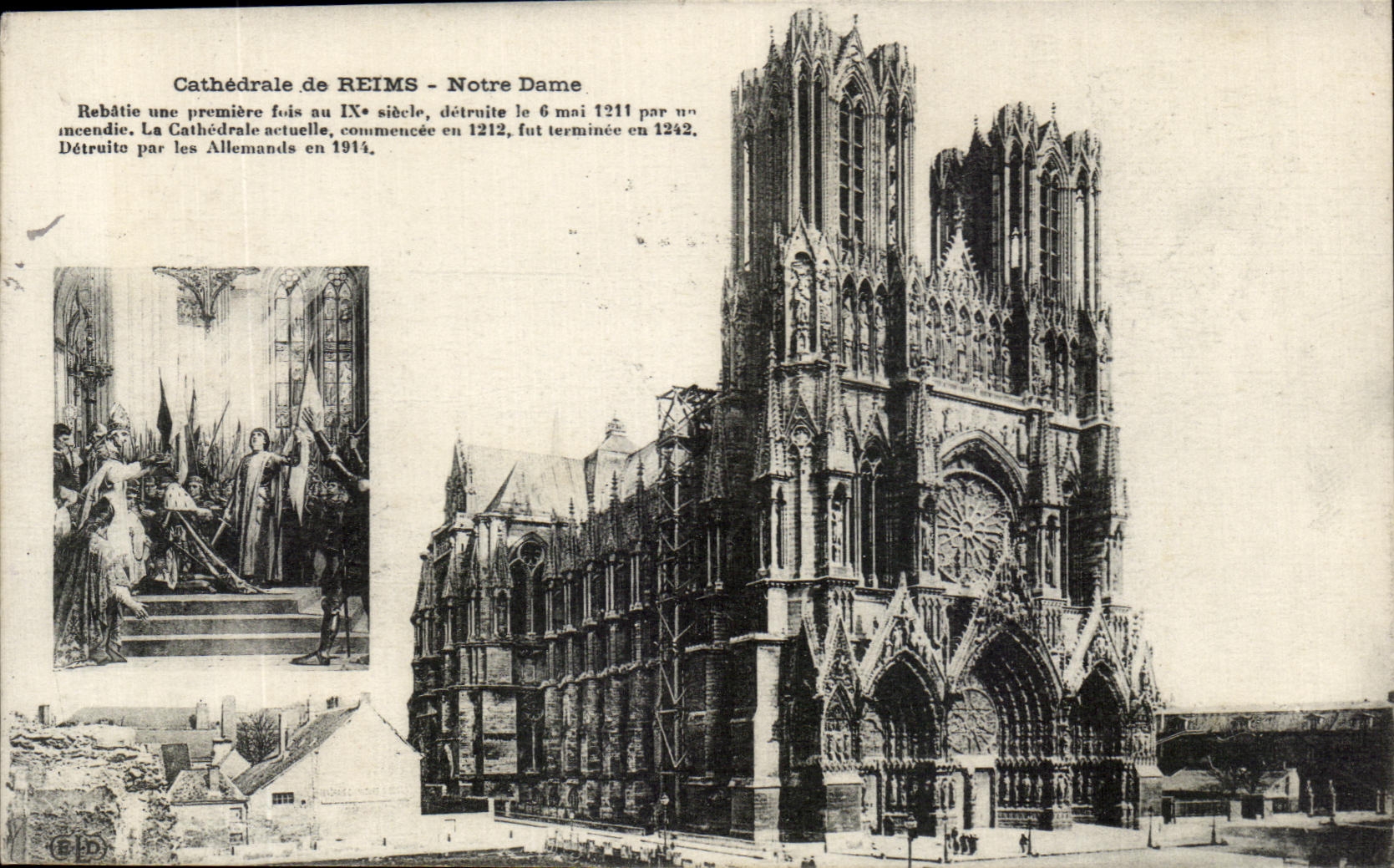 CPA Cathedral of Rheims Notre Dame Jeanne of arc