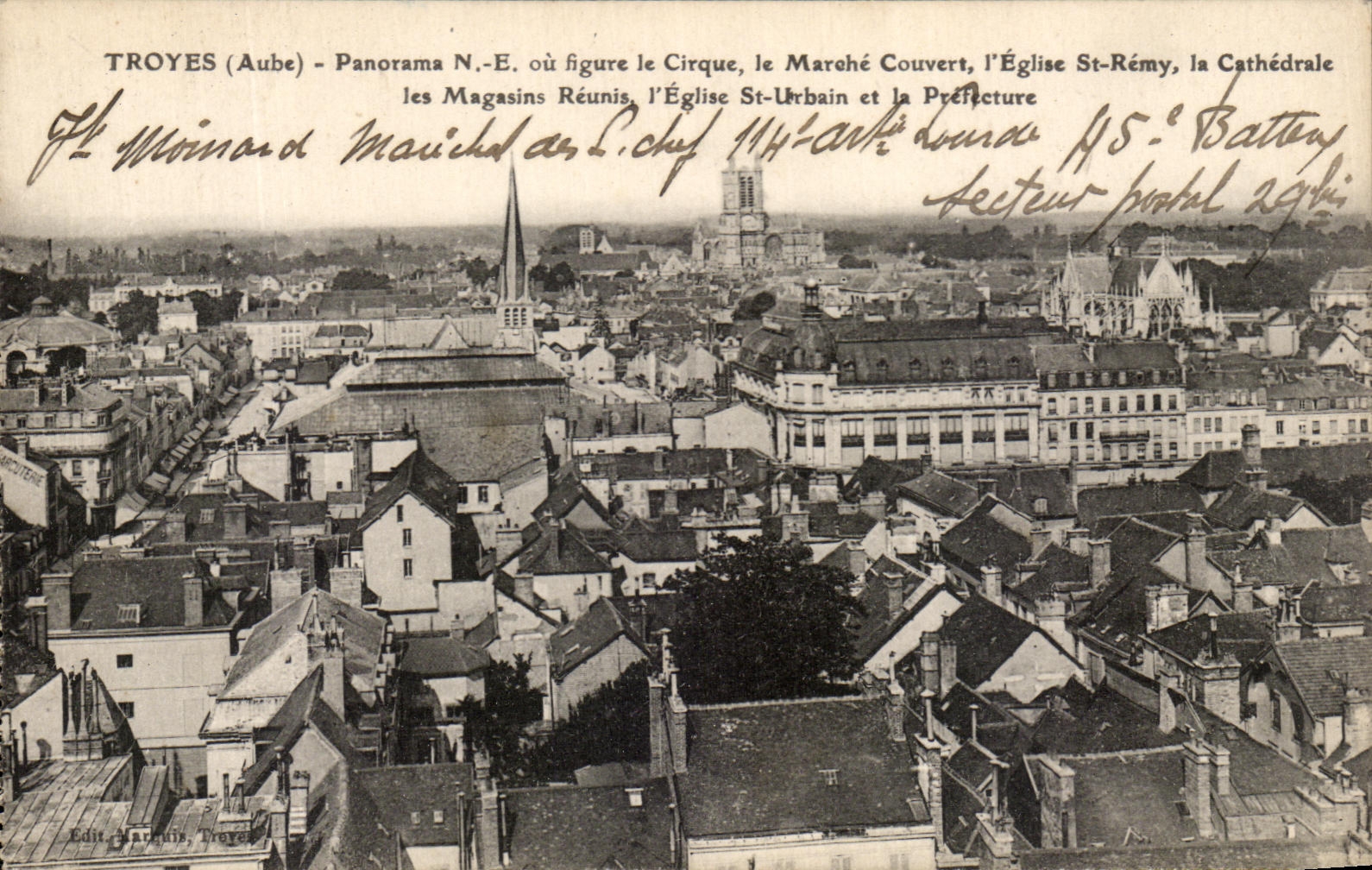 CPA Troyes Panorama O does not appear Market the Circus Couvert I' Eglise St Remy the cathedral the joined together stores