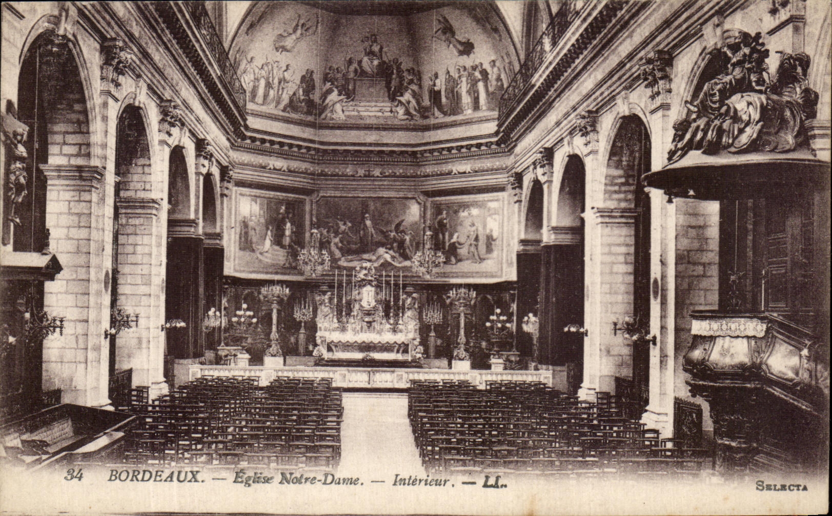 CPA Bordeaux Eglise Notre Dame Interieur