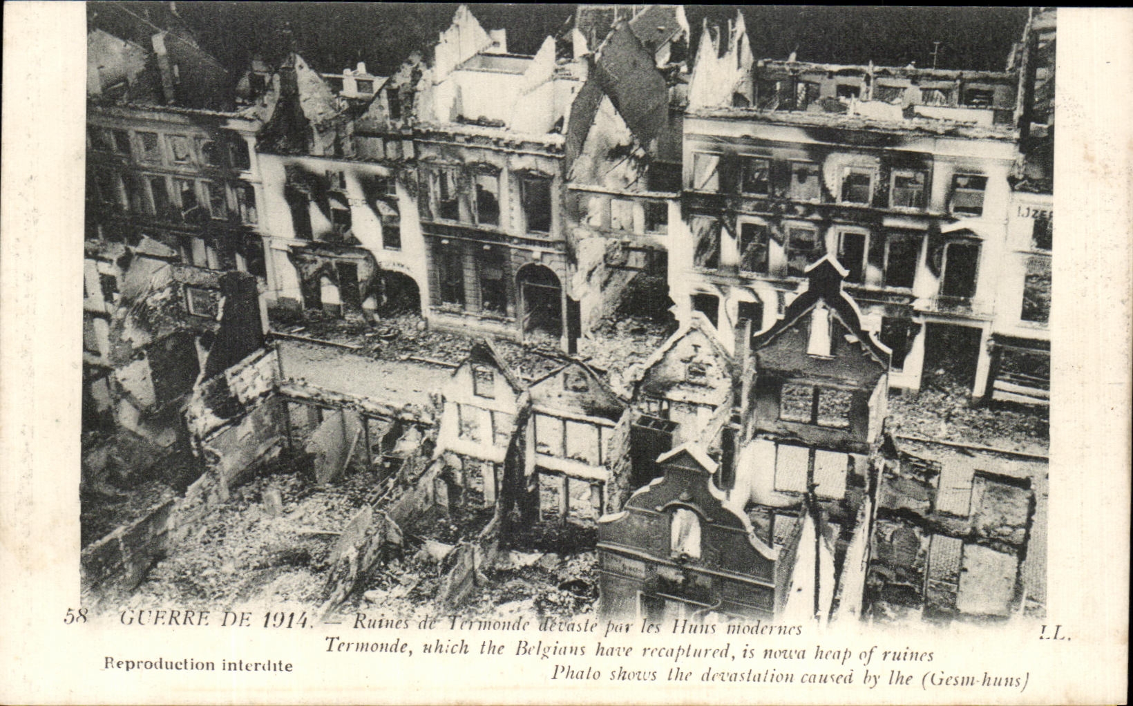 CPA Guerre De 1914 Ruines de Termode Devasle Par les Huns Modernes Militaria