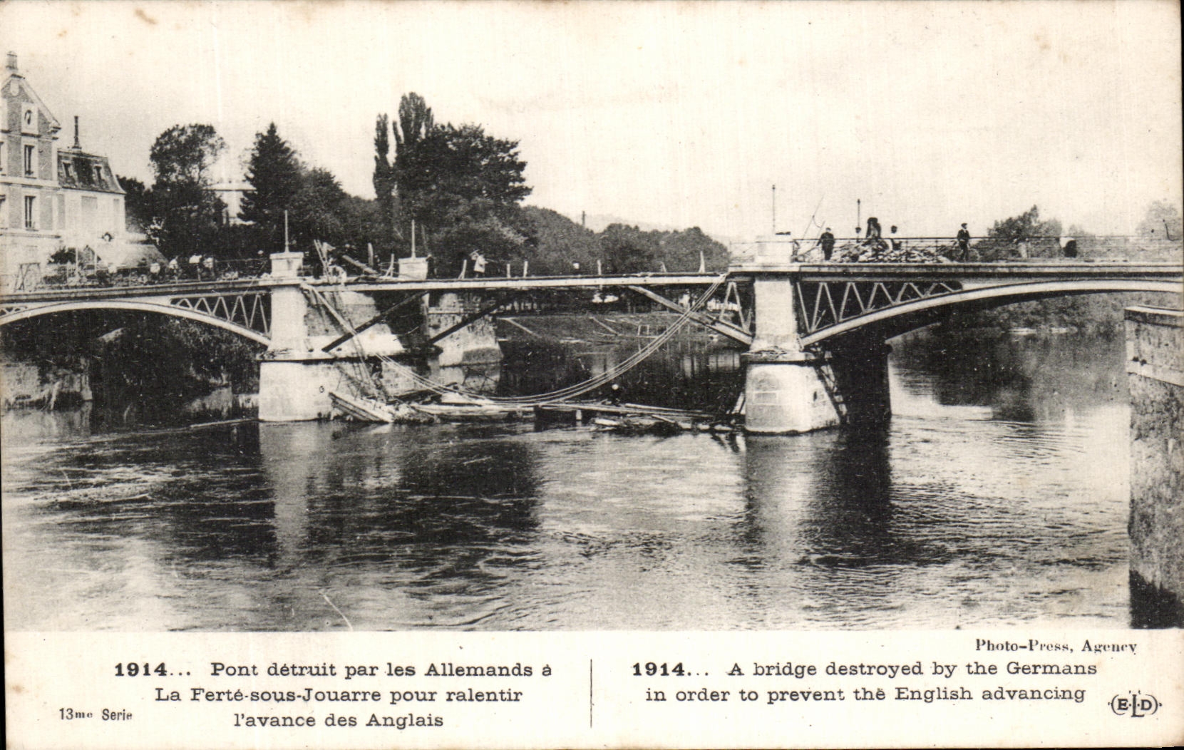 CPA Bridge Destroyed By the Germans in Ferte Under Jouarre Militaria