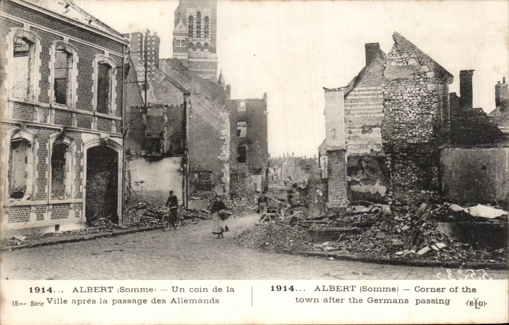CPA Albert Un Coin De La Ville Apres Le Passage Des Allemands Militaria