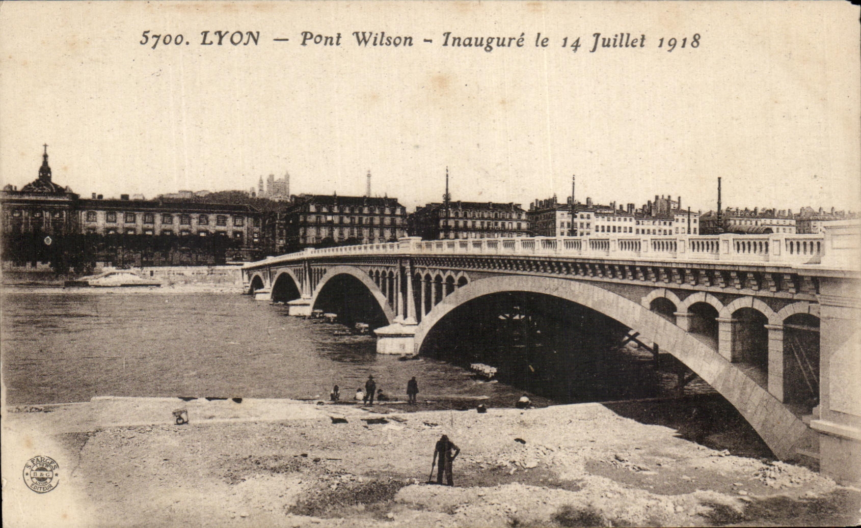 CPA Lyon Bridge Wilson lnaugure on July 14th 1918