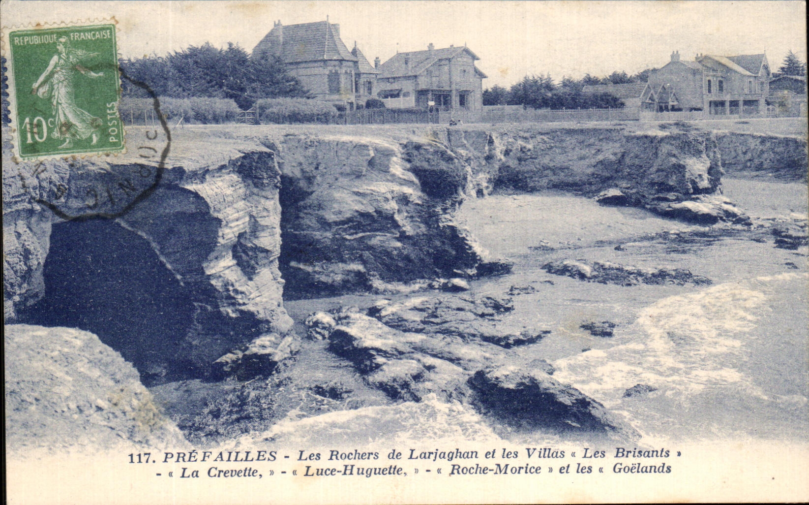 Rocas de CPA Prefailles de los chalets de Larajaghan And que los rompen la roca Morice y Goelands de Luce Huguette del camaron