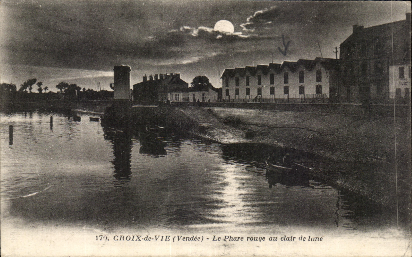 CPA Croix de Vie Le Phare rouge au claire de lune