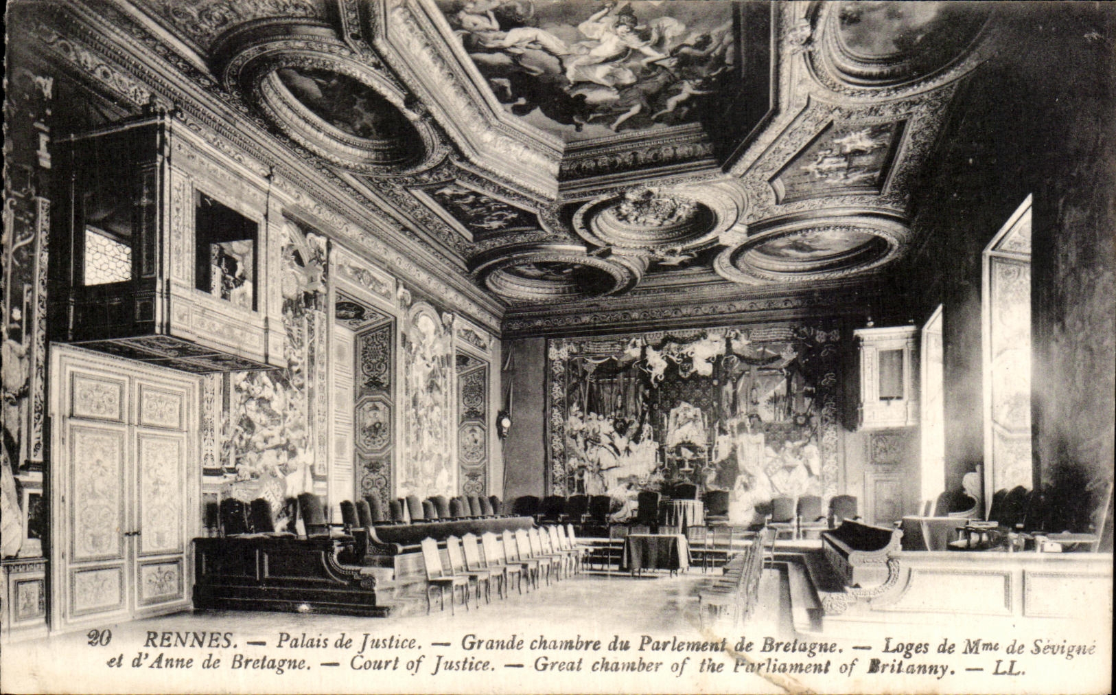 CPA Rennes Palais de Justice Grande Chambre du Parlement de Bretagne Loges de Mme de SEvigne et d'Anne de Bretagne 