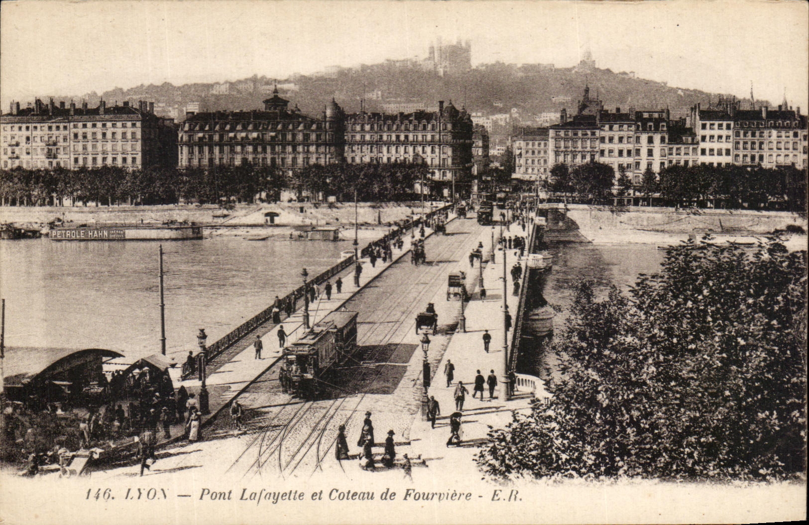 CPA Lyon Lafayette Bridge and Coteau of Fourviere Tram