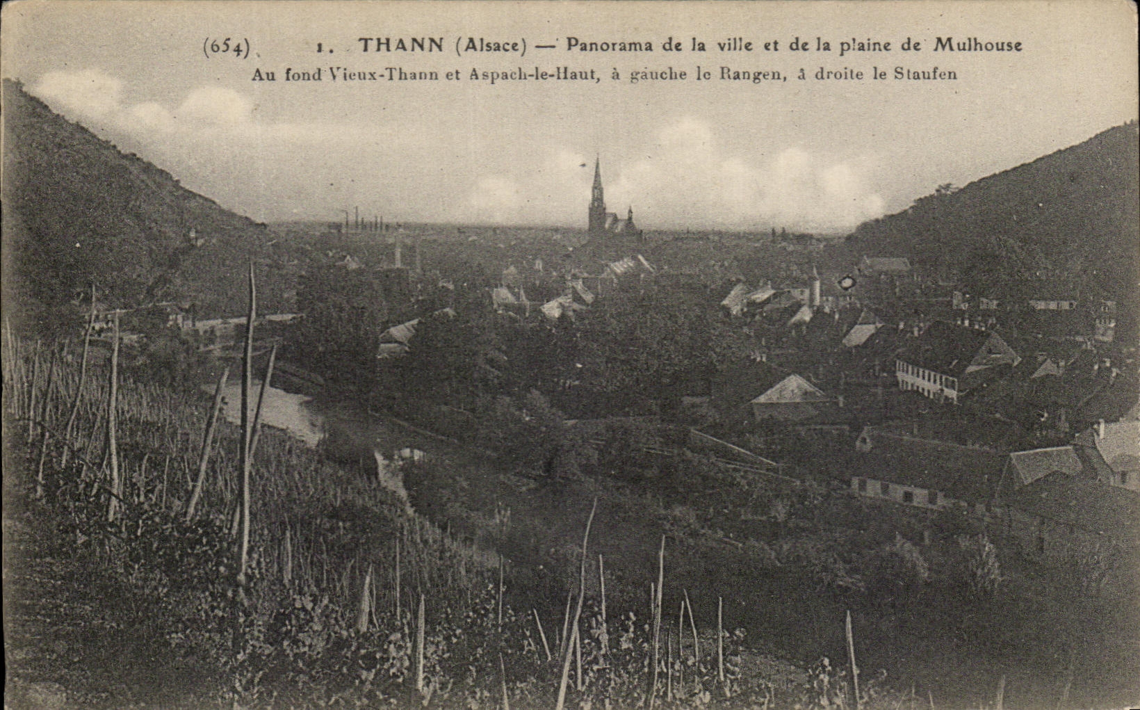 CPA Thann Panorama of the City and the Plain of Mulhouse At the bottom Old Thann and Aspach Top