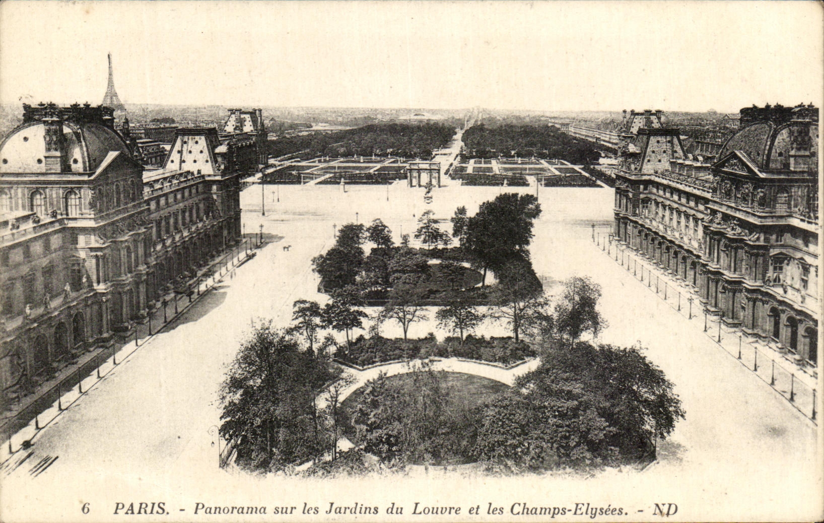 CPA Paris Panorama On the Gardens Of Louvre And the Champs Elysees Eiffel Tower