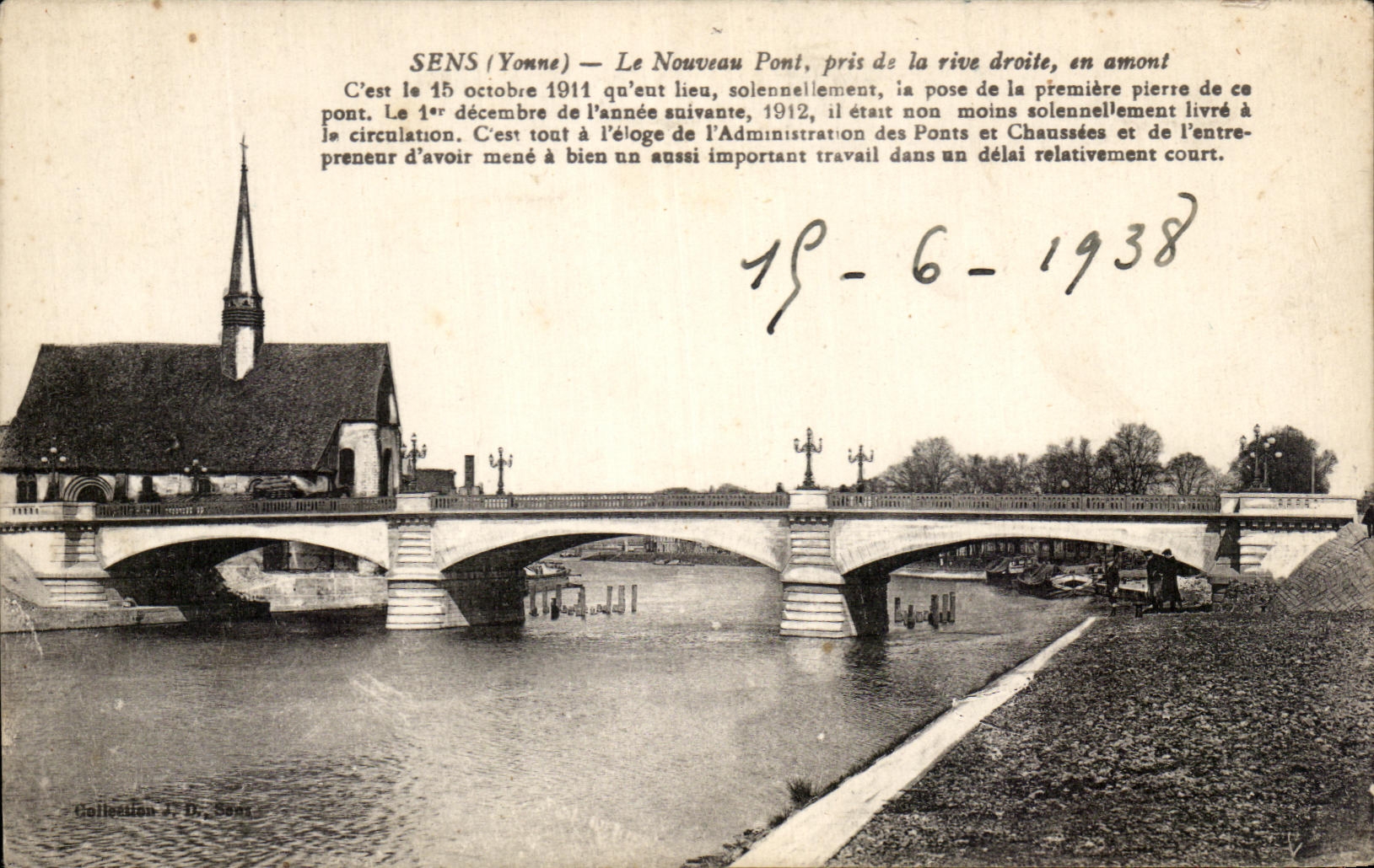 CPA Sens Le Nouvtau Pont pris de la rive droite en amont