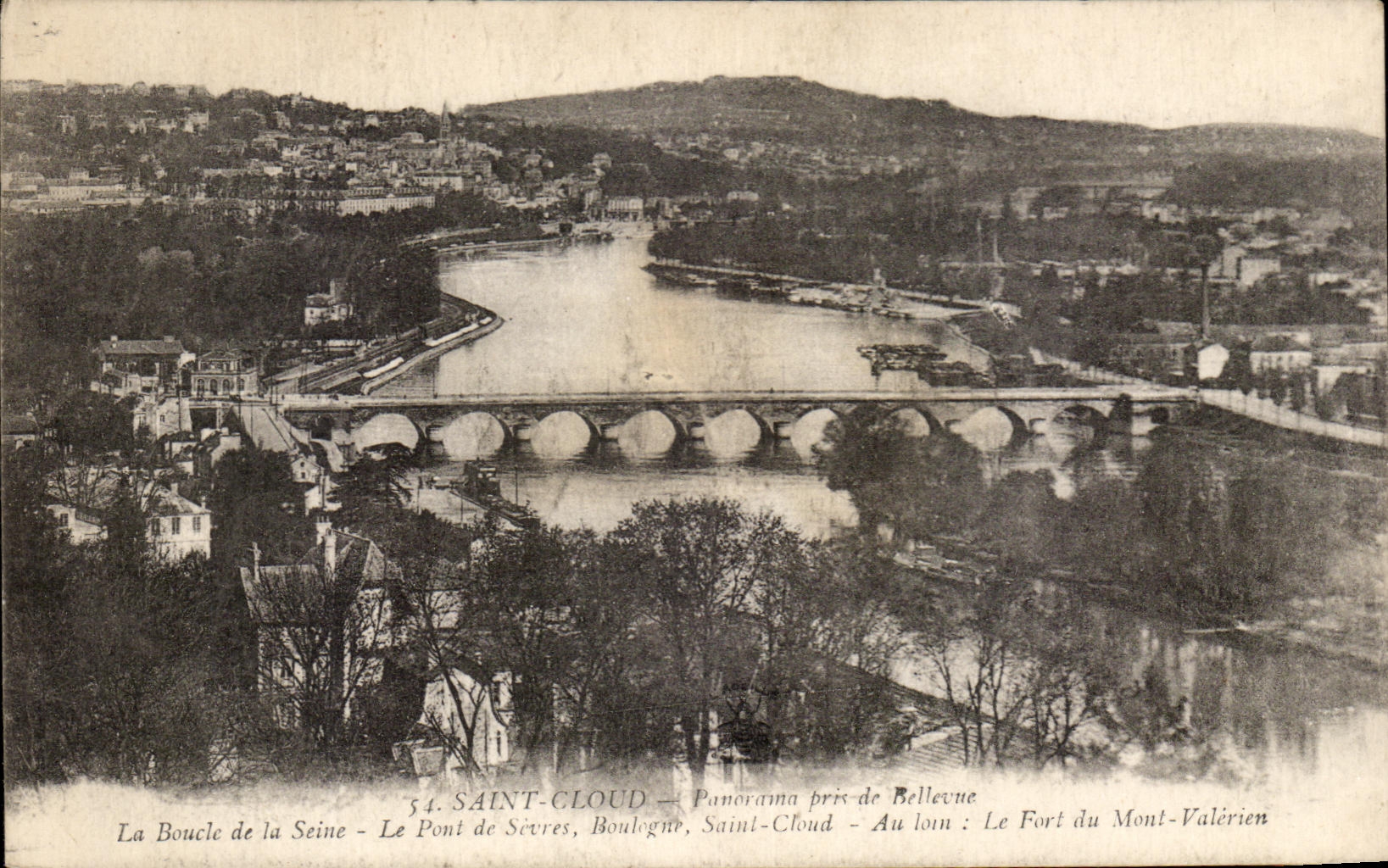 CPA Saint Cloud Panorama taken of Bellevue the Loop of the Seine the Bridge
