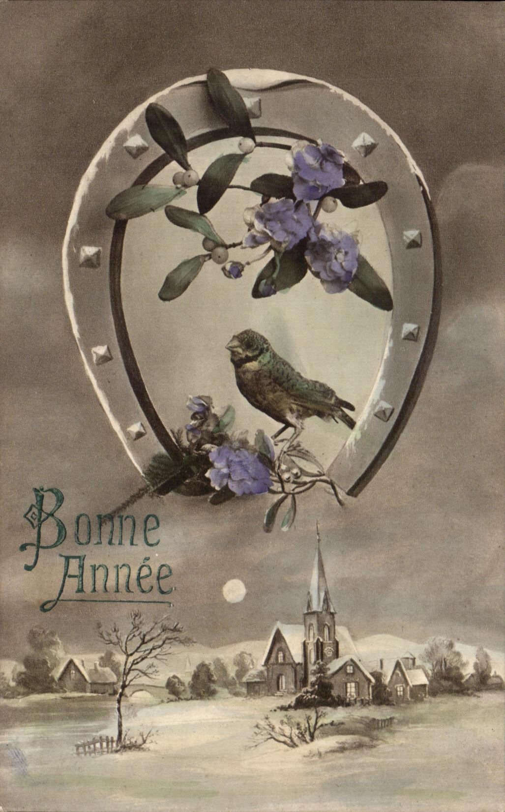 CPA Happy New Year Birds Horseshoe