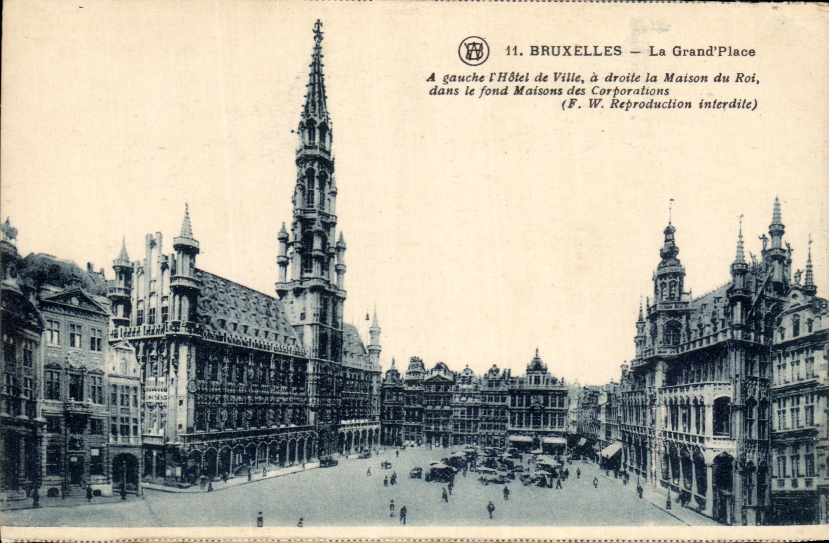 CPA Bruselas la grande coloca el ayuntamiento en la izquierda a la derecha la casa del rey en el contenido