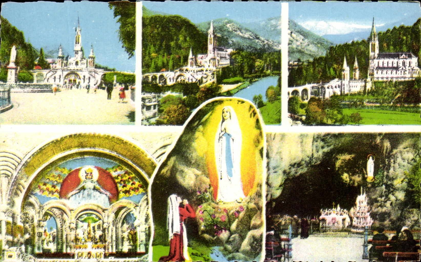 CPA Souvenir de Lourdes La basilique Vue de l'Esplanade