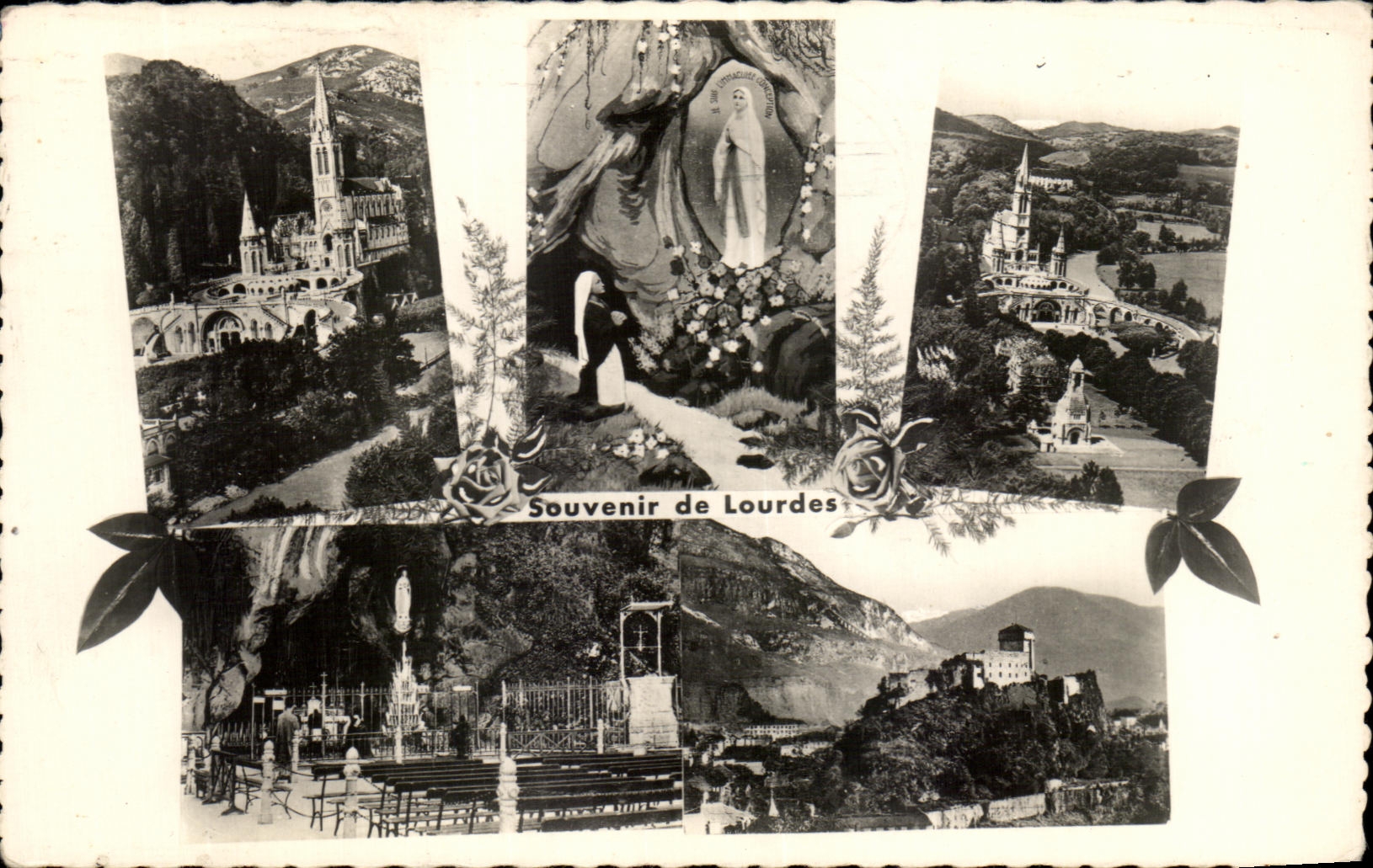 CPA Lourdes La Basilique La Grotte et Apparition