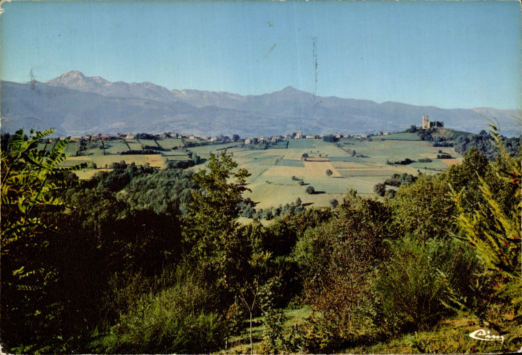 MODERN CARD Capvern Les Bains Chain of the Pyrenees Castle of Mauvezin seen of Laced