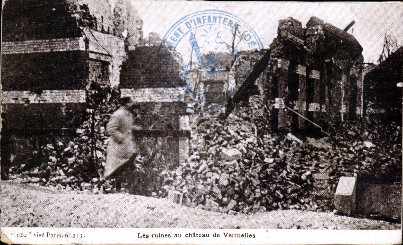 CPA ruins with the Castle of Vermelles Militaria