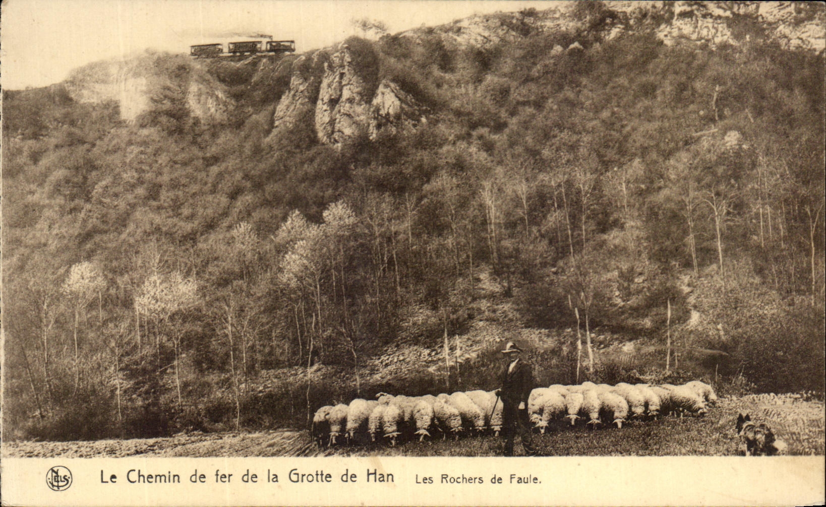 CPA el ferrocarril de la cueva de las rocas de Han de las ovejas de Faule