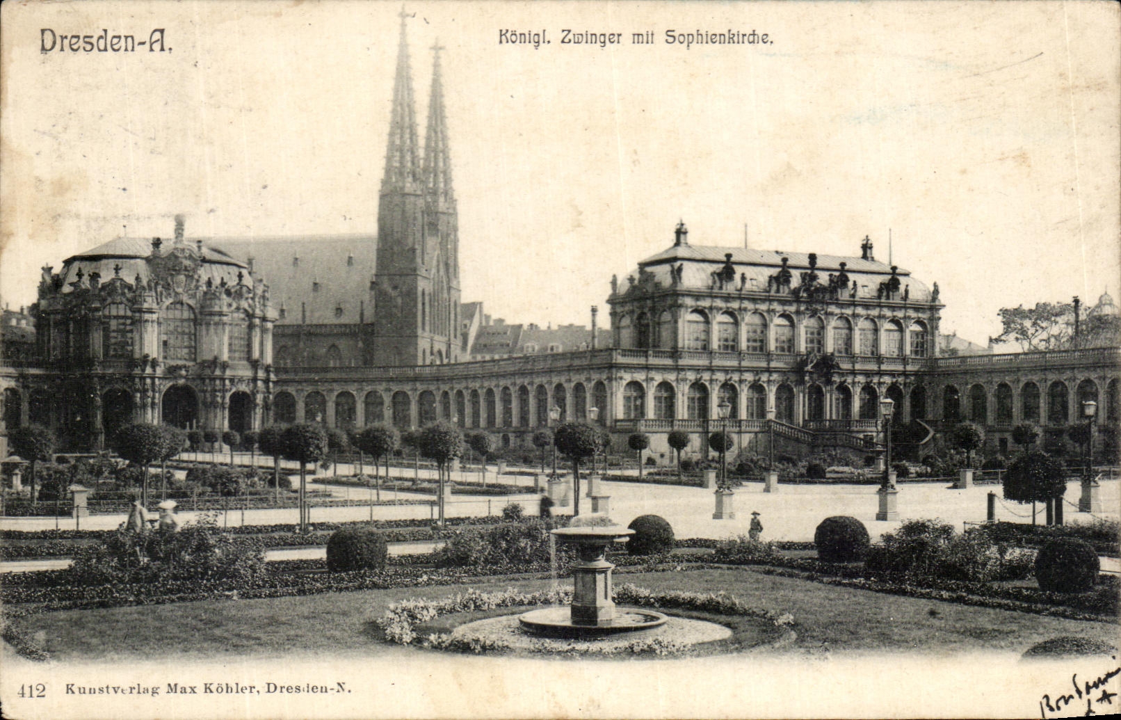 CPA Dresden A Konigl Zwinger Mit Sophienkirche
