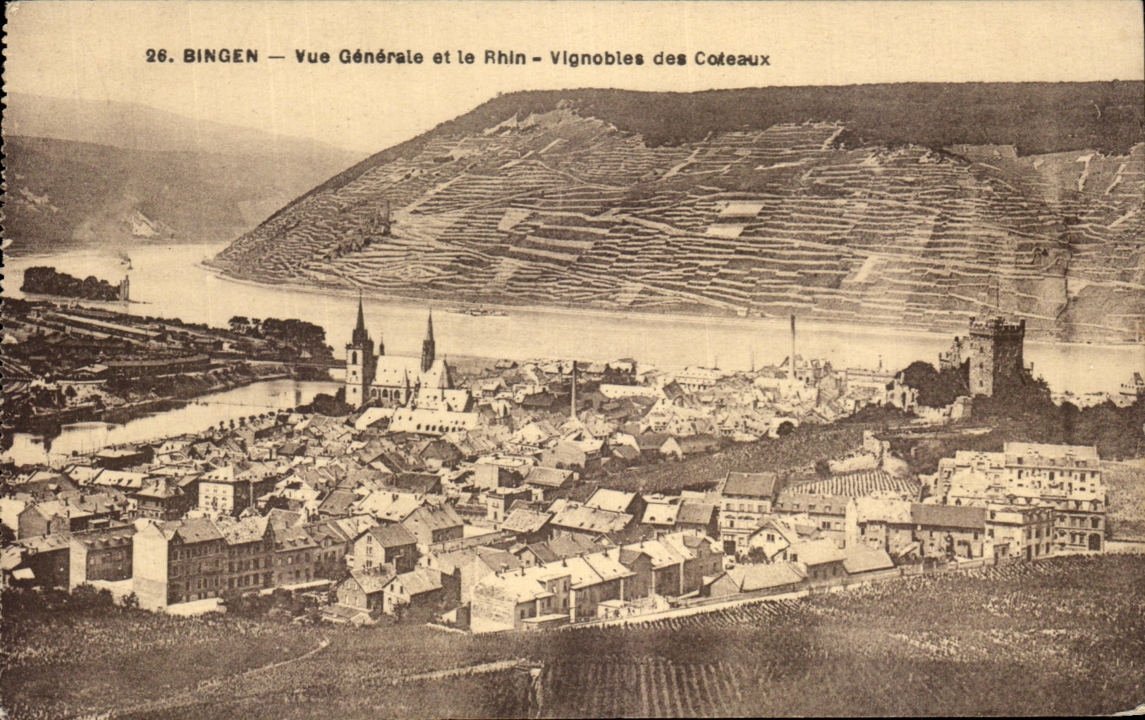 CPA Bingen Vue Generale Et Le Rhin Vignobies Des Coteaux