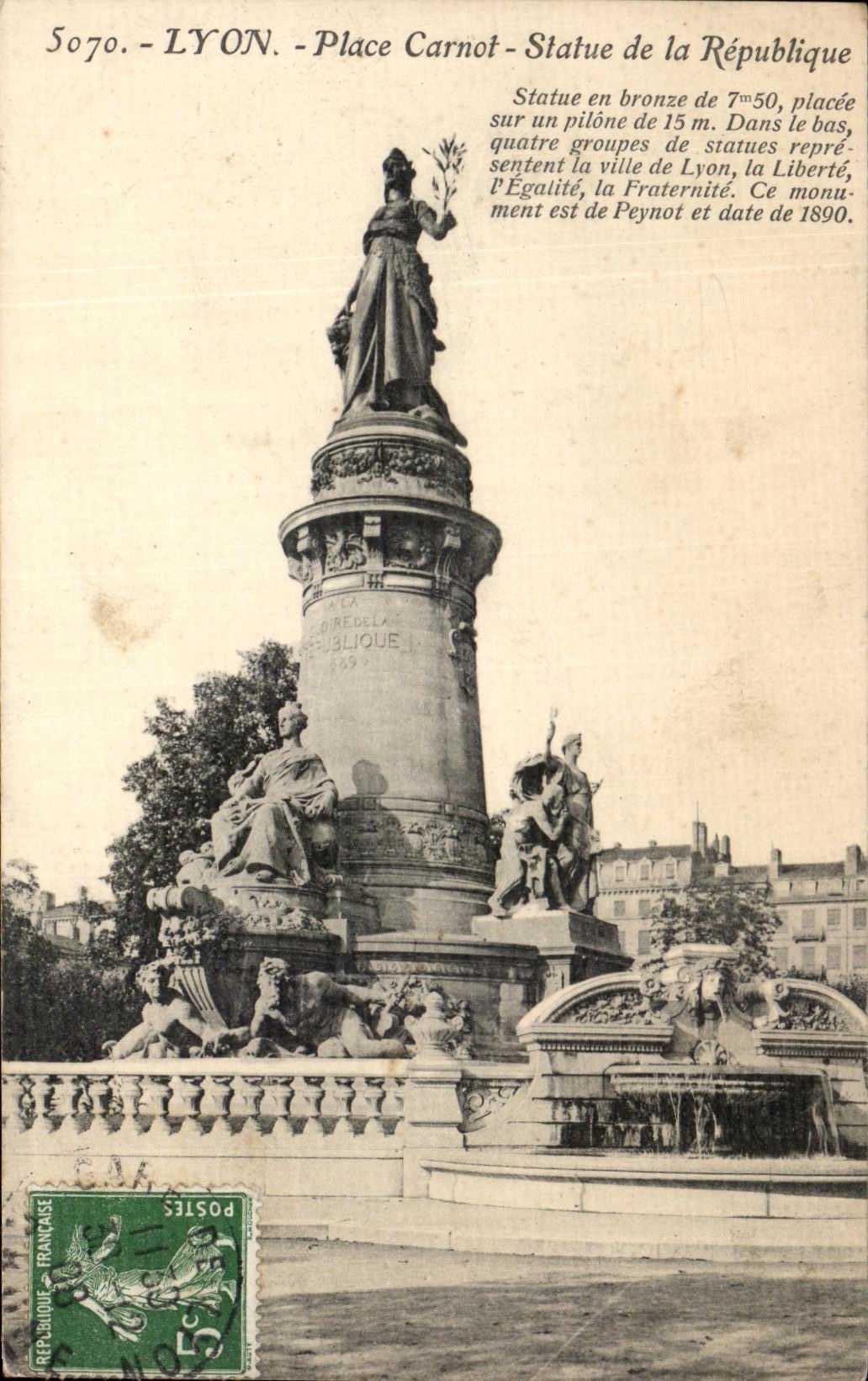 CPA Lyon Places Carnot Statue of the Republic