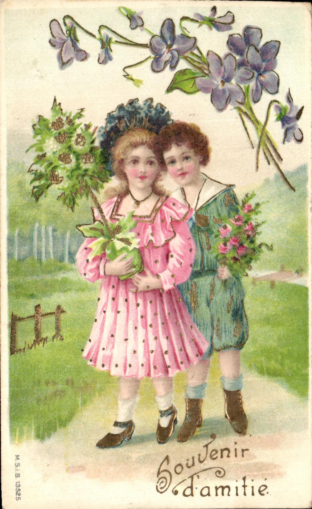 CPA Souvenir d'amitie Enfants