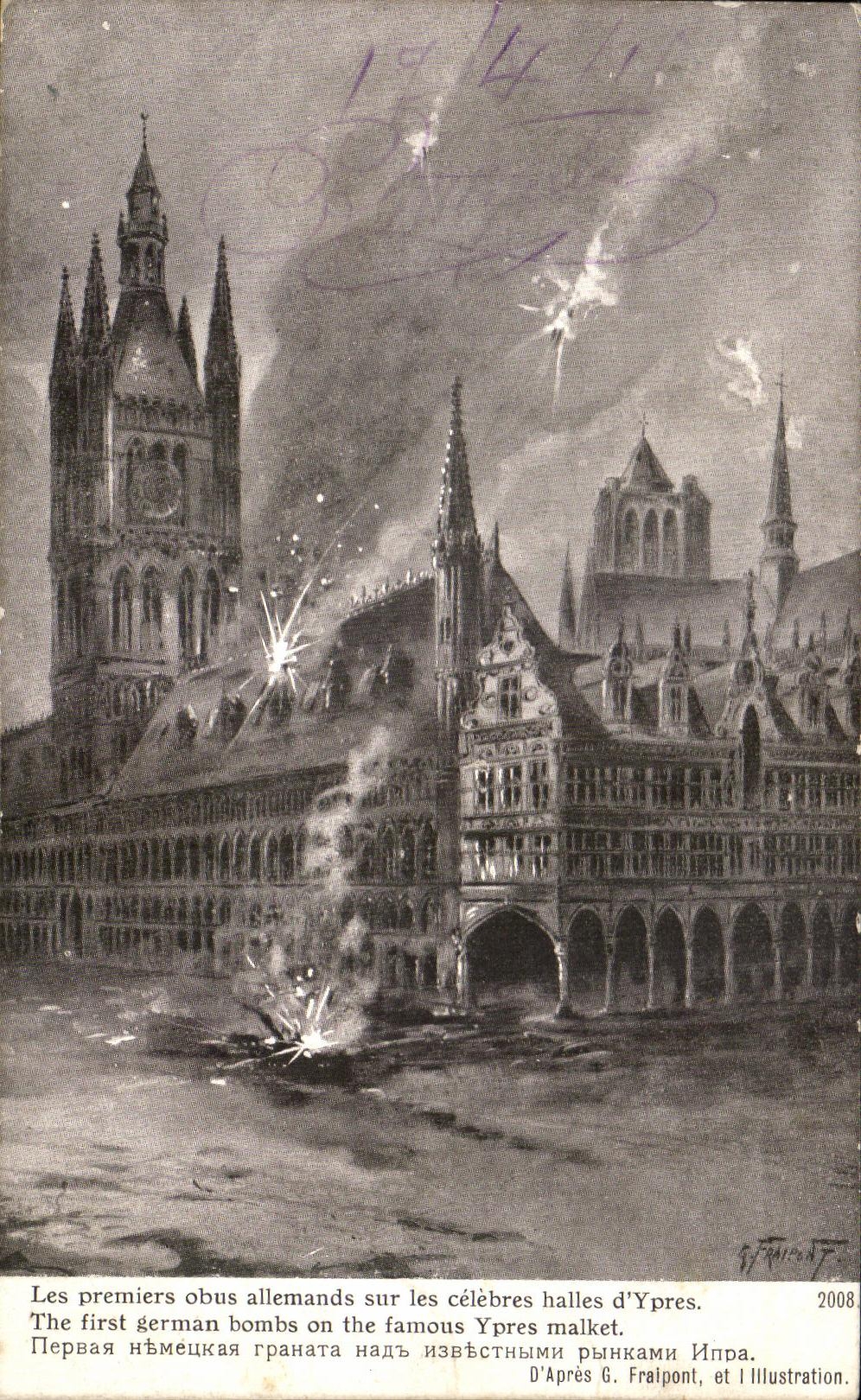 CPA Ypres Miltiaria Bombardment