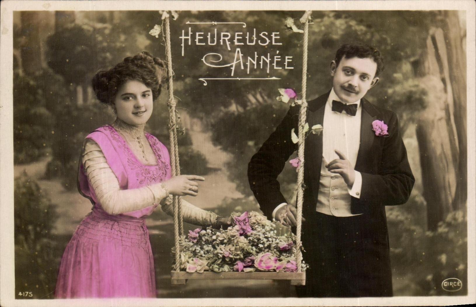 CPA Fantaisie Femme Couple Heureuse annee