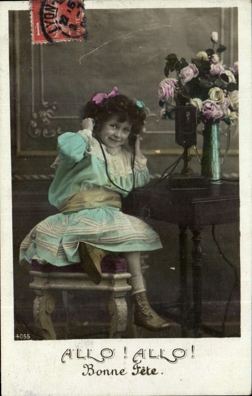 CPA Fantaisie Enfant Bonne Fete Telephone