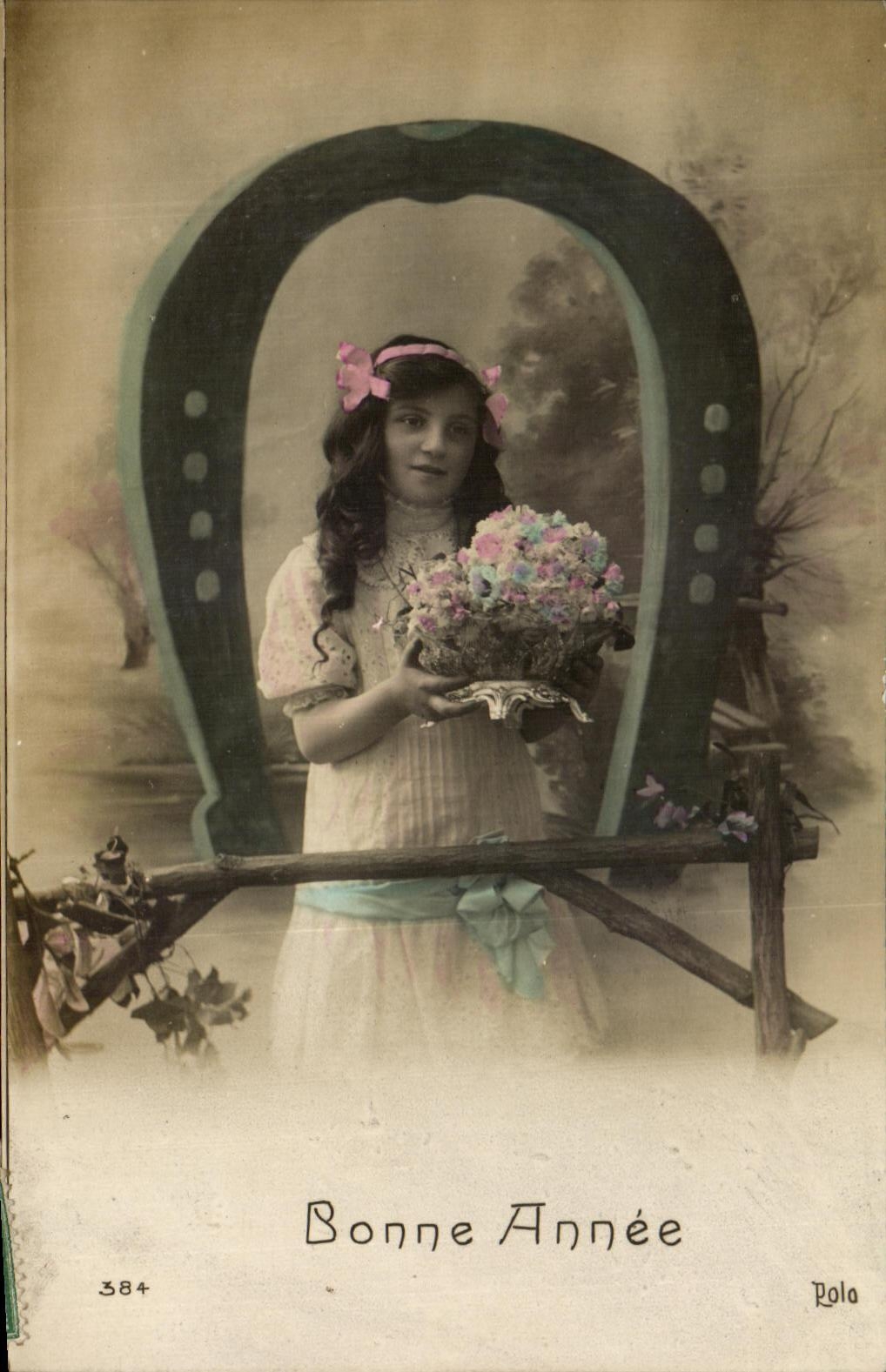 CPA Fantaisie Enfant Bonne Annee Fer a cheval