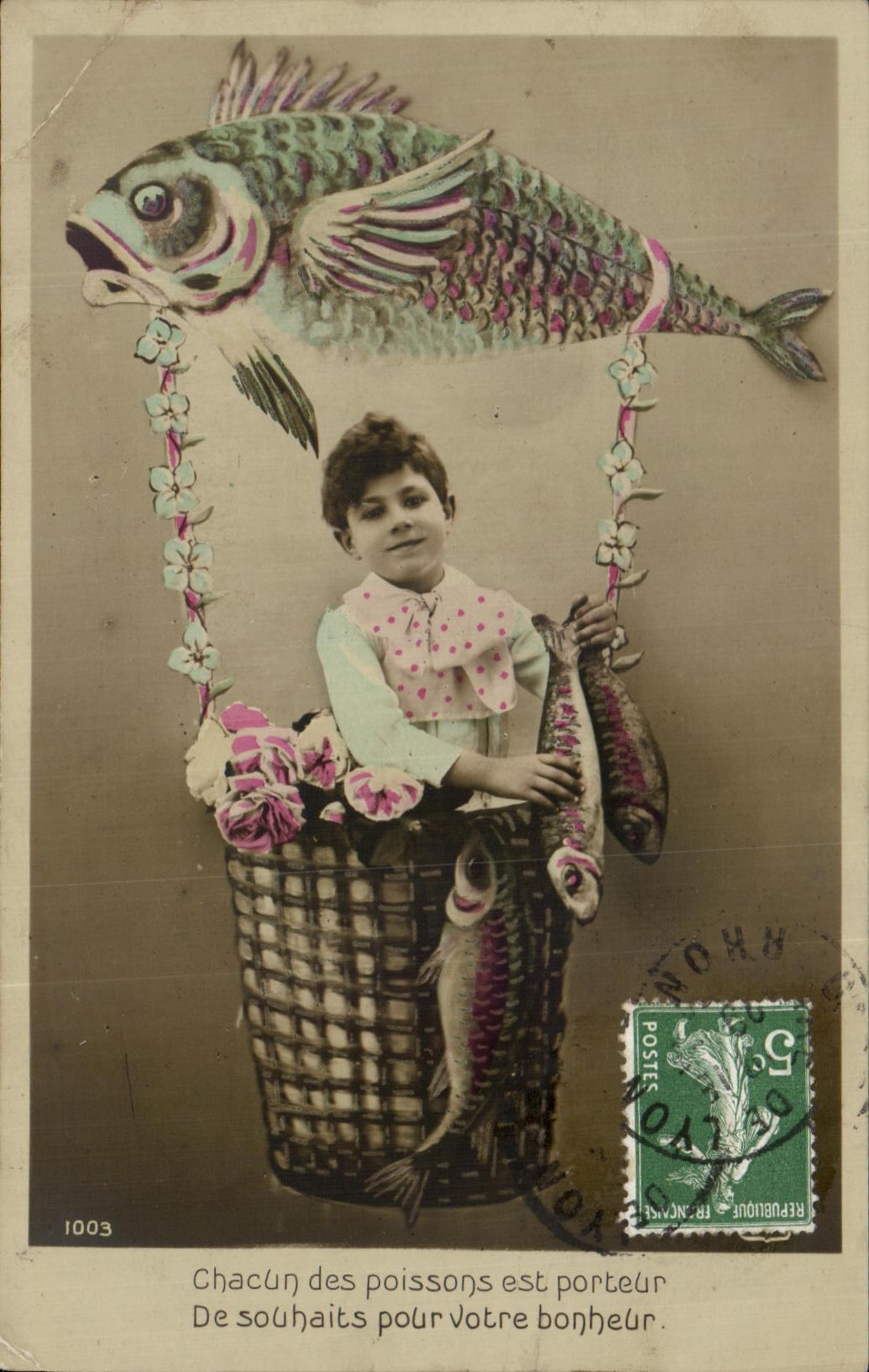 CPA Enfant Poissons Ballon 