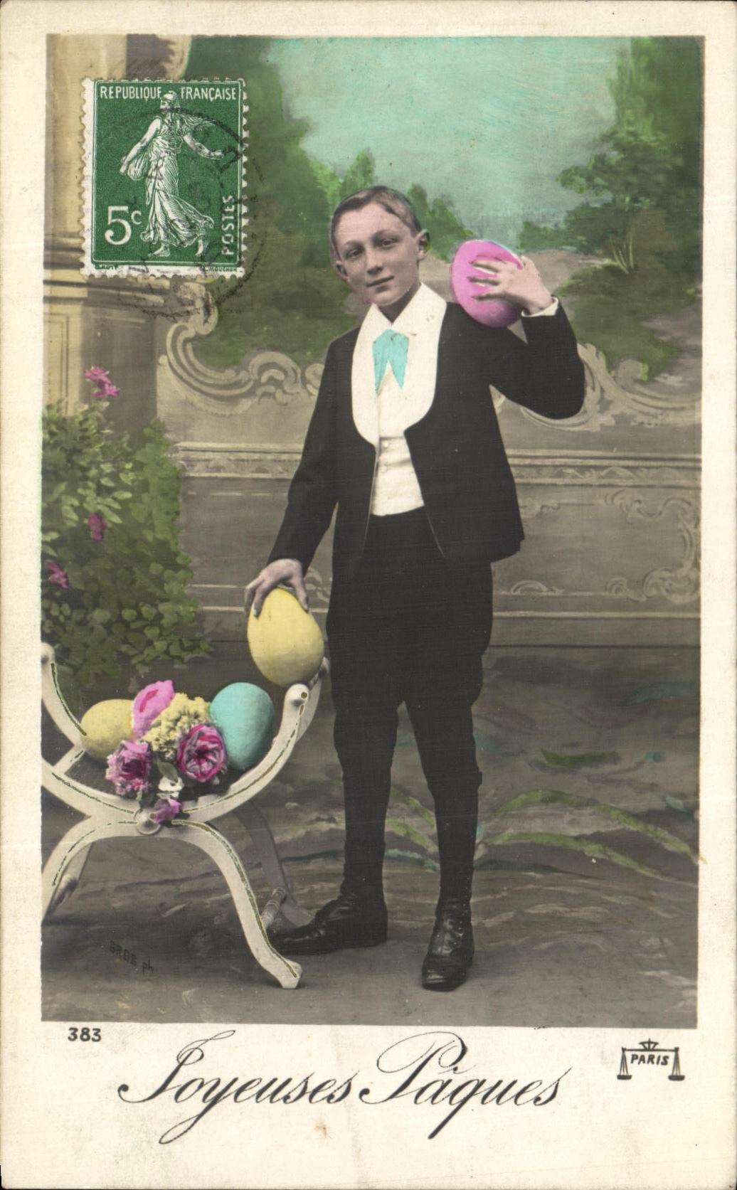 CPA Fantaisie Enfant oeufs Paques 