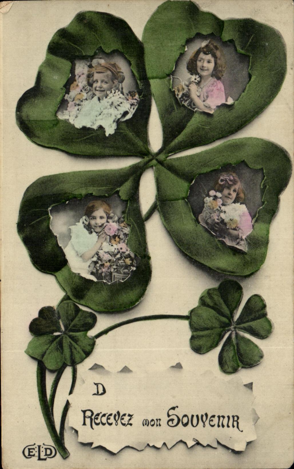 CPA Recevex mon Souvenir Enfants Trefle 