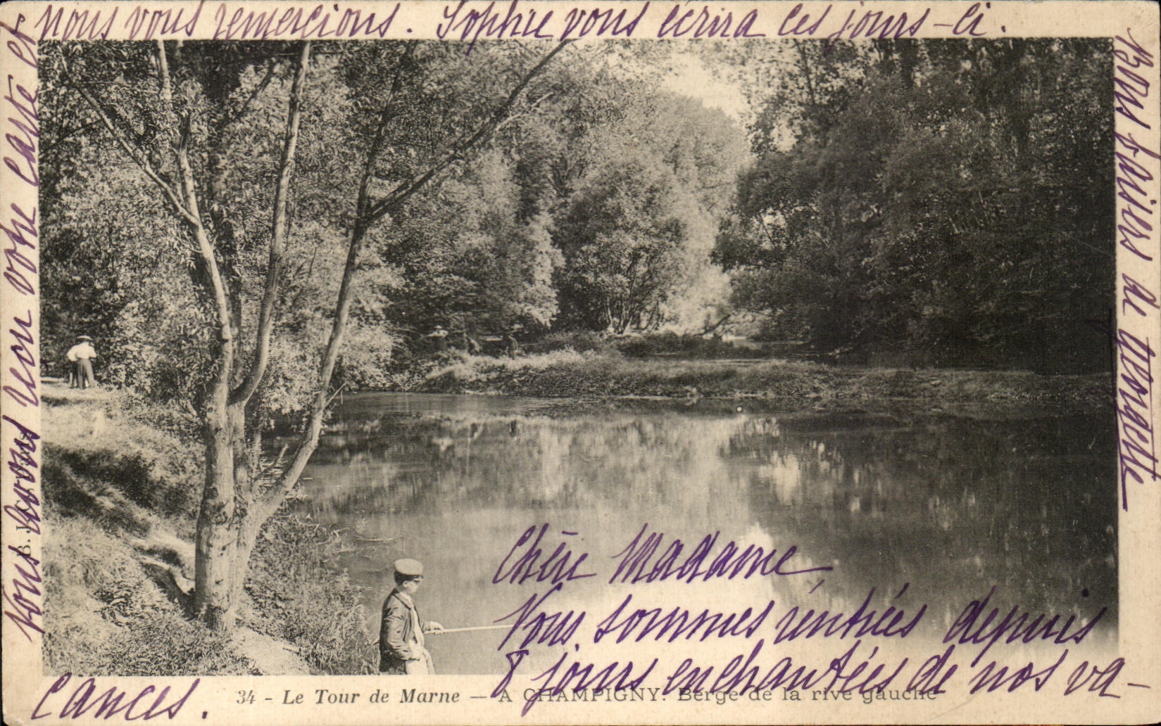 CPA Le Tour de Marne A Champigny Berge de la rive gauche Pecheur