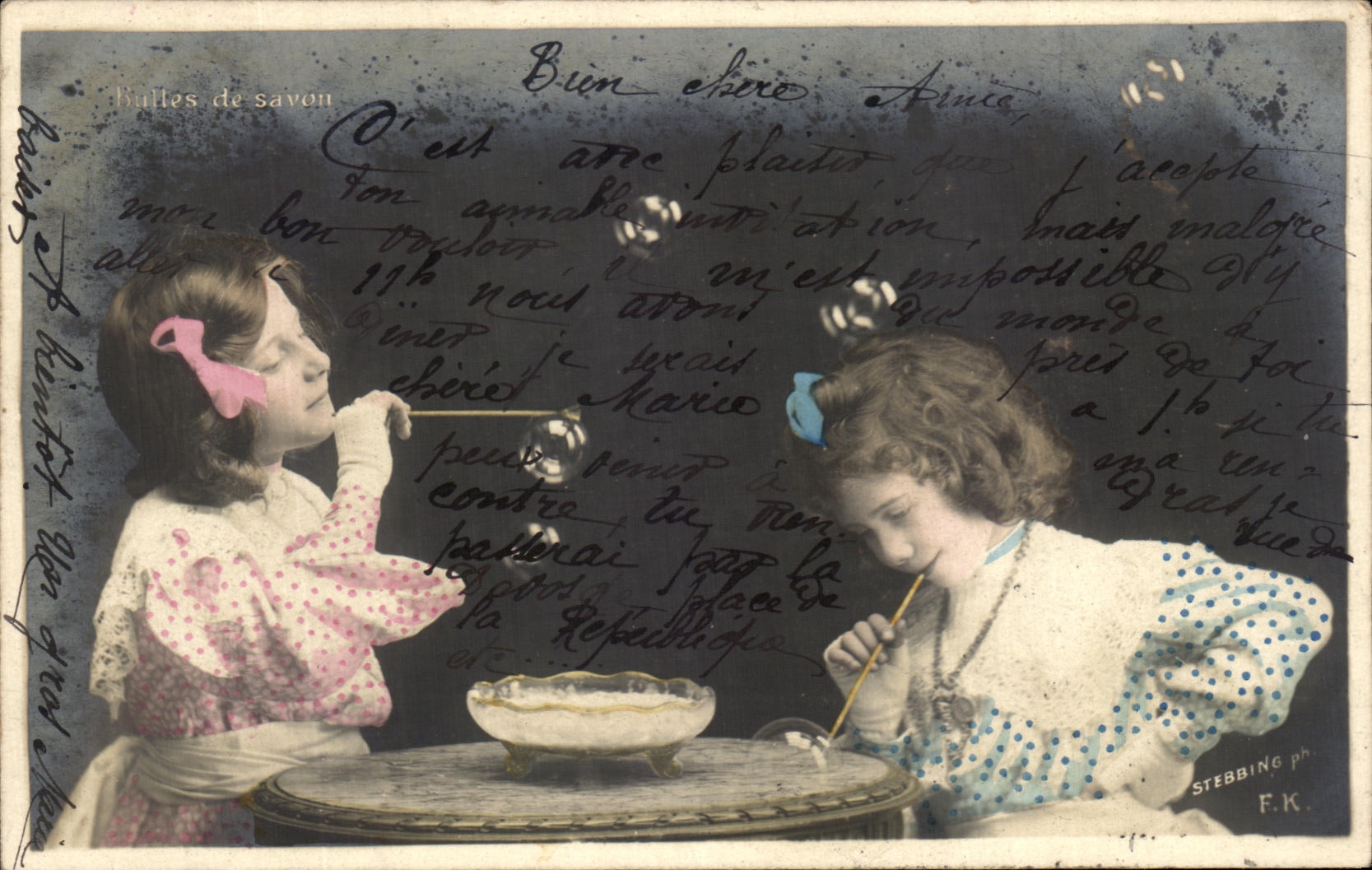 CPA Stebbing Children Bubbles of soap