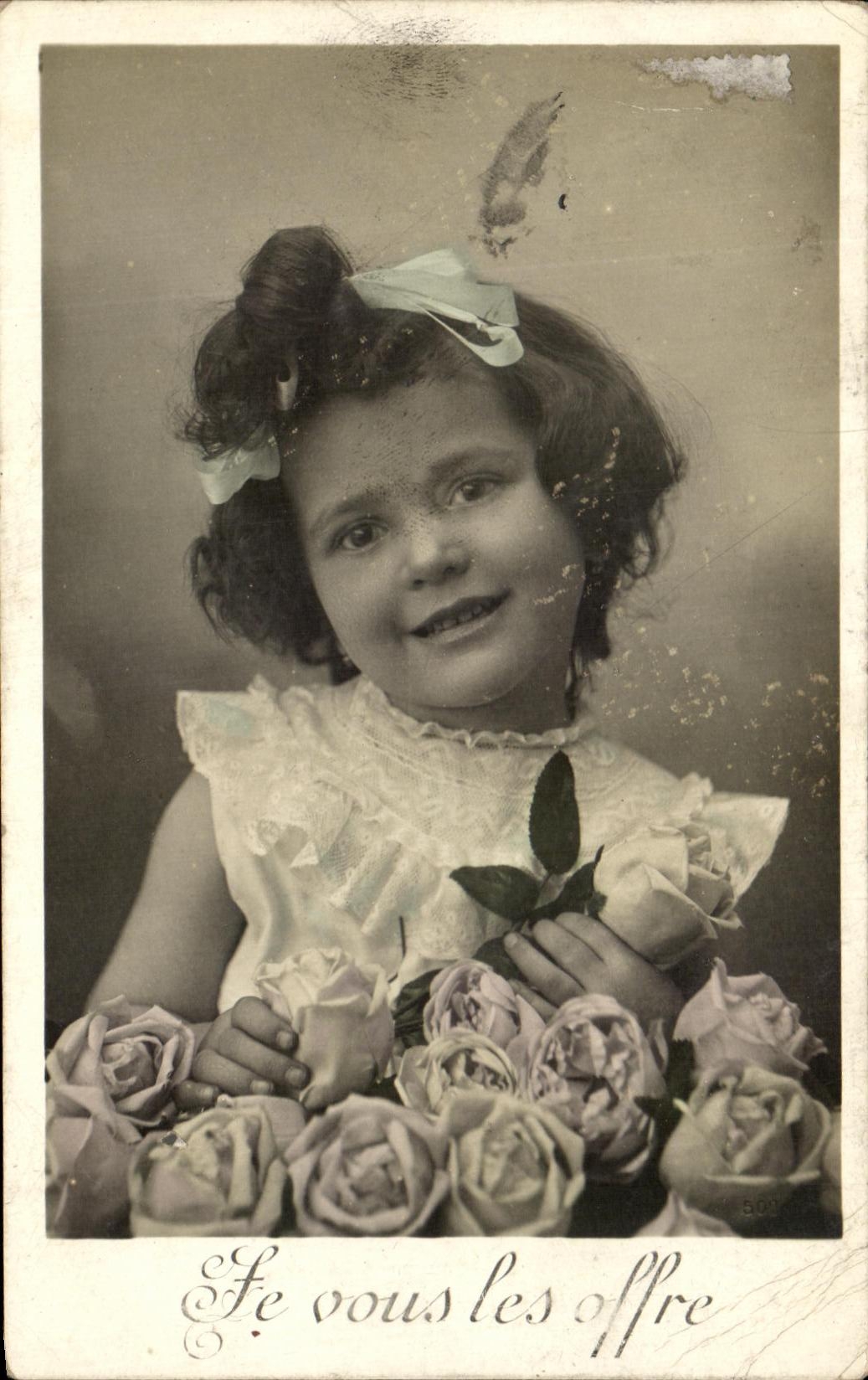 CPA I offer Them to You Enfant Flowers