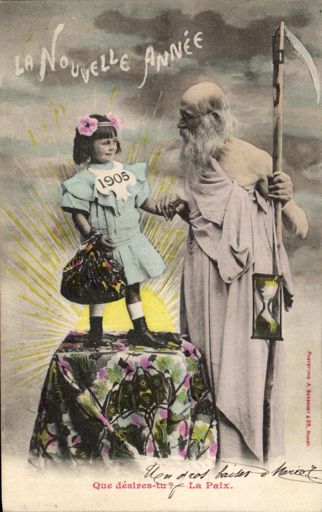 CPA the New Year's Day 1905 Dead child Sickle