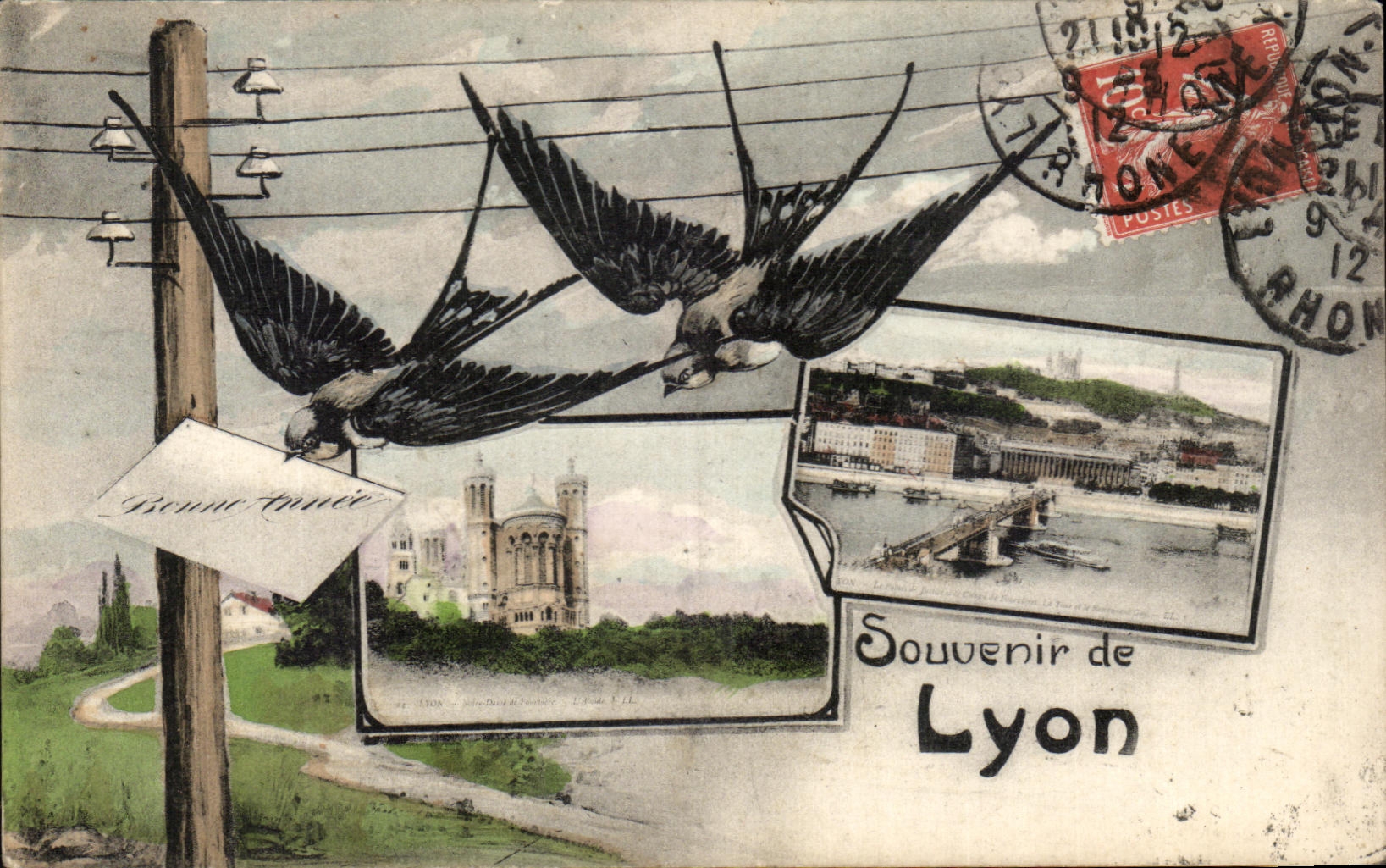 CPA Souvenir of Lyon Swallows