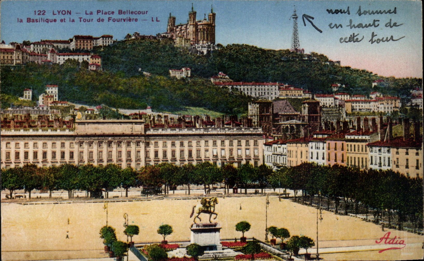 CPA Lyon the Bellecour Place: The Basilica And Tour De Fourviere