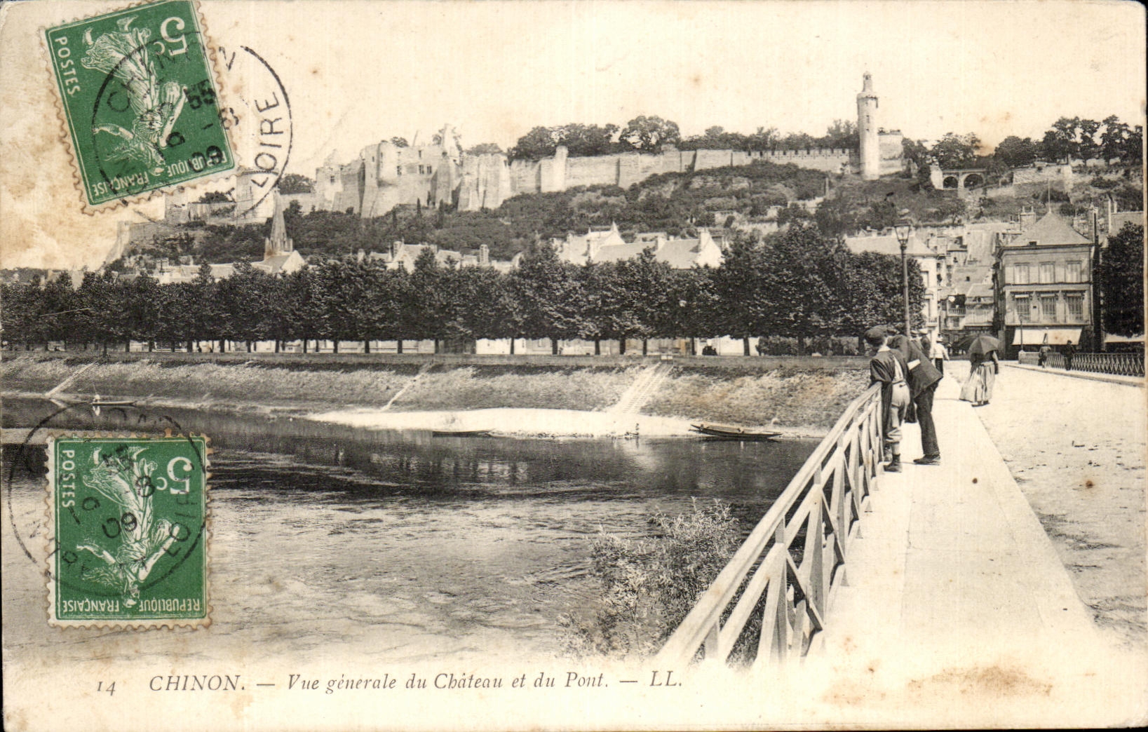 CPA Chinon View Of the Castle And the Bridge